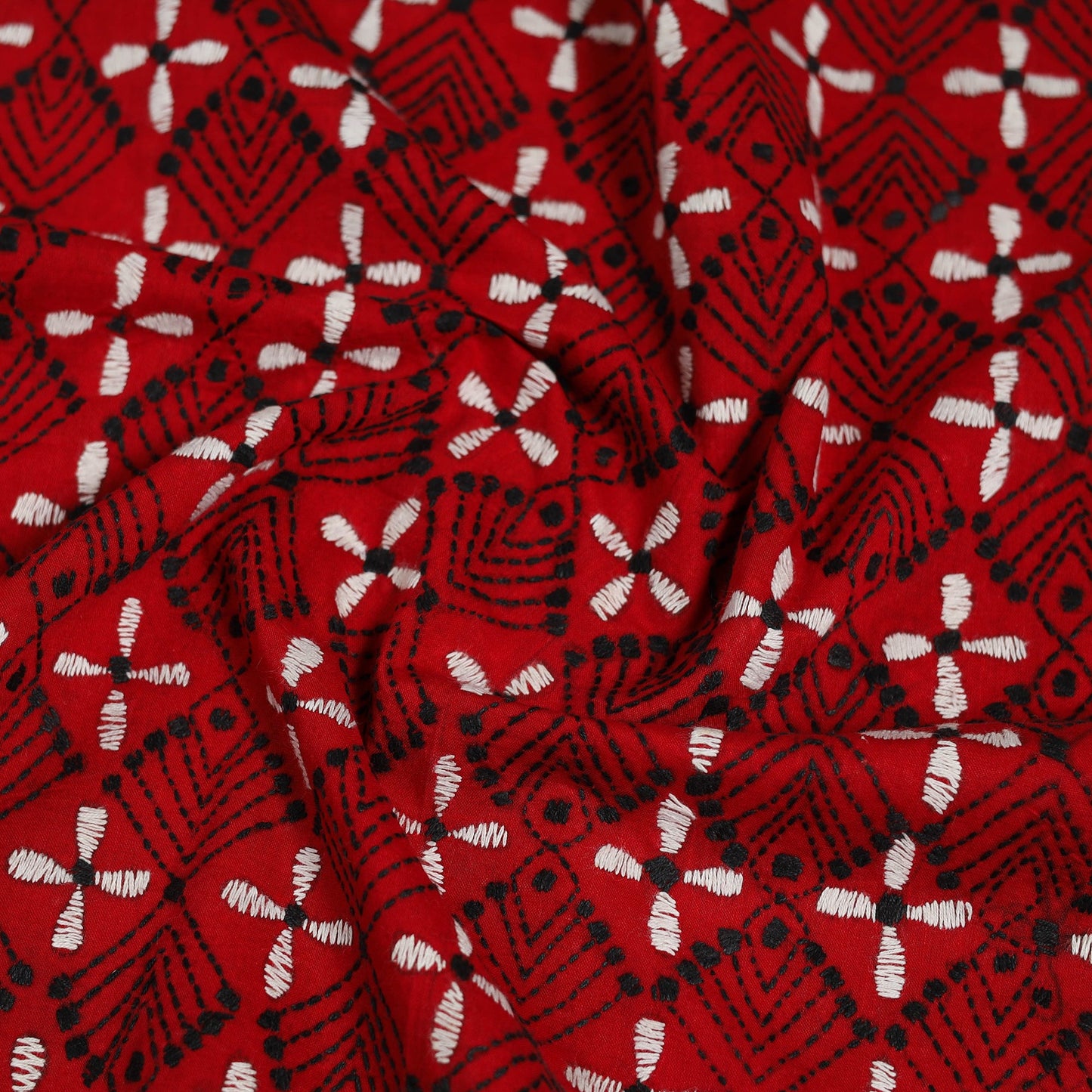 Cotton Bengal Kantha Stitch Blouse Piece