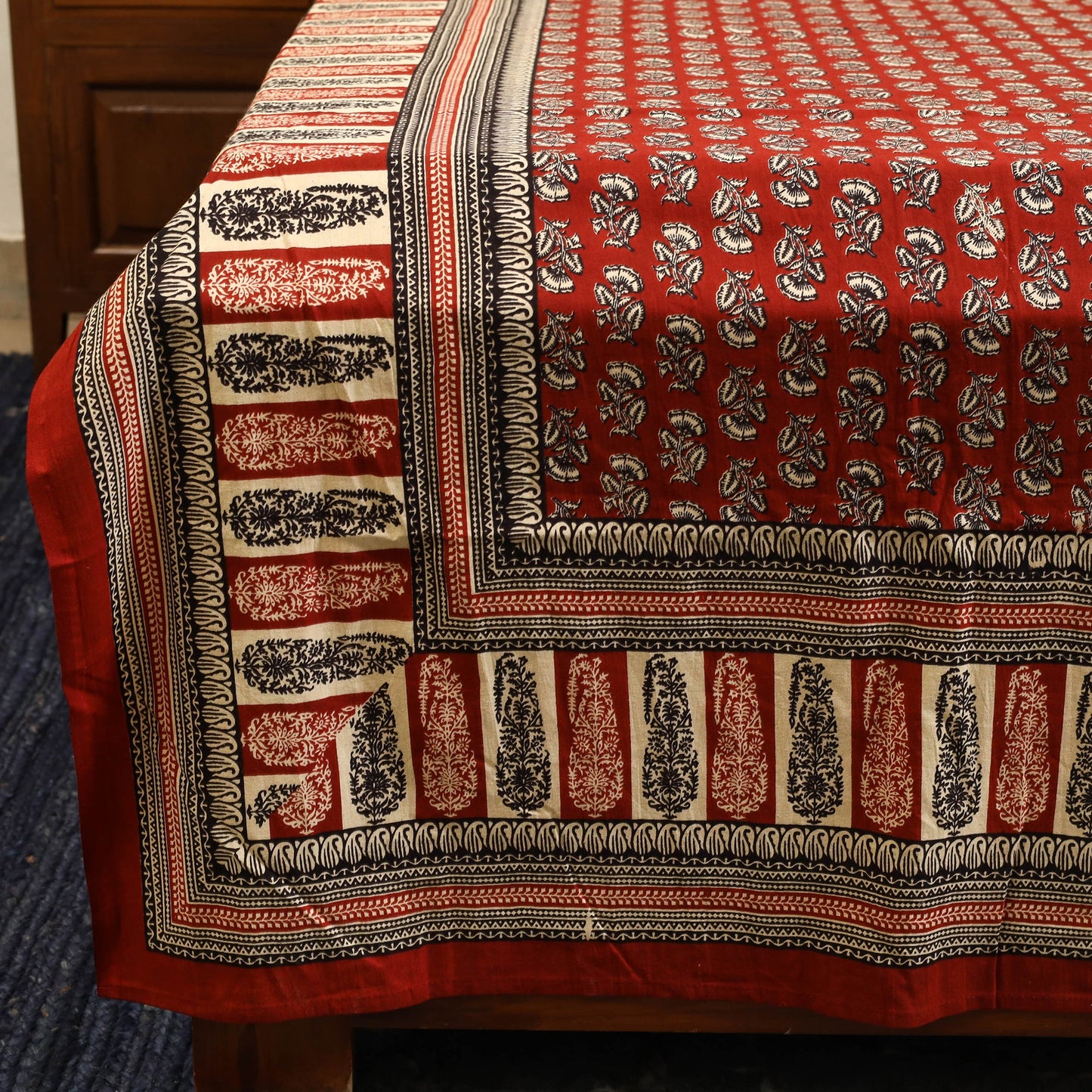 Red - cotton double bagru bed sheet set (108 x 90 in) 03