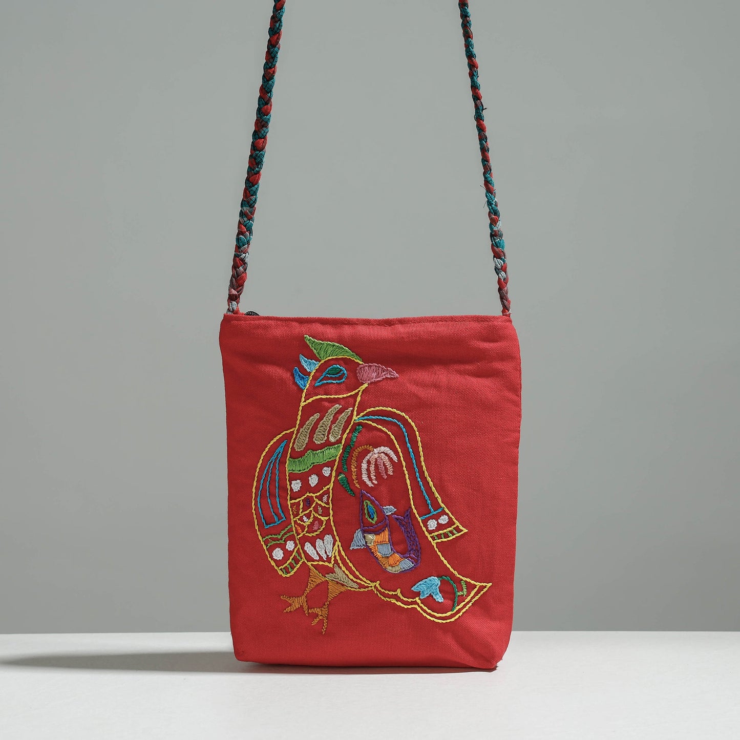 Gamcha Fabric Hand Embroidered Cotton Sling Bag