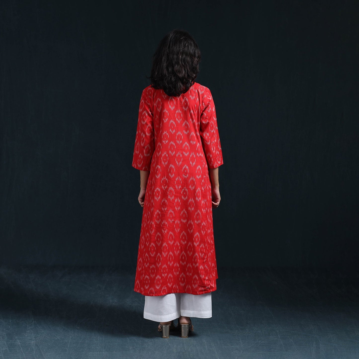 Cotton a-line pochampally ikat kurta for women 02