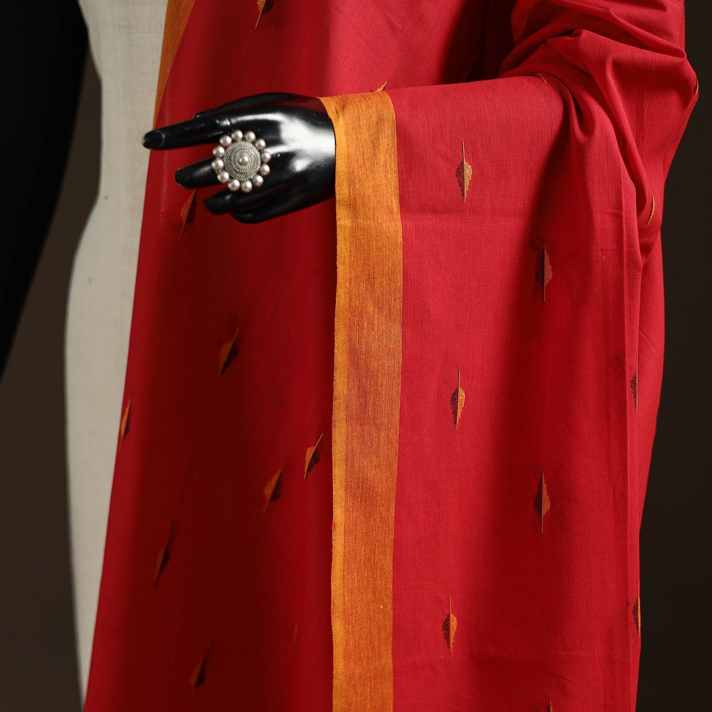 Cotton plain dupatta with thread border 37 - handcrafted