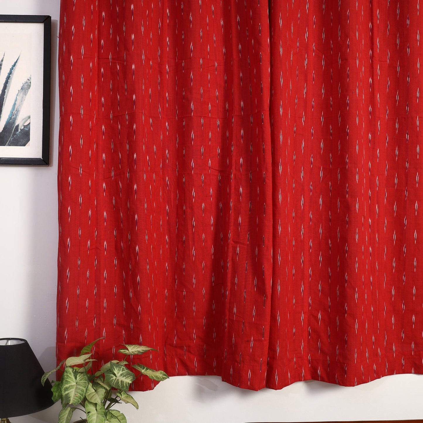 Cotton Window Red Pochampally Ikat Curtain