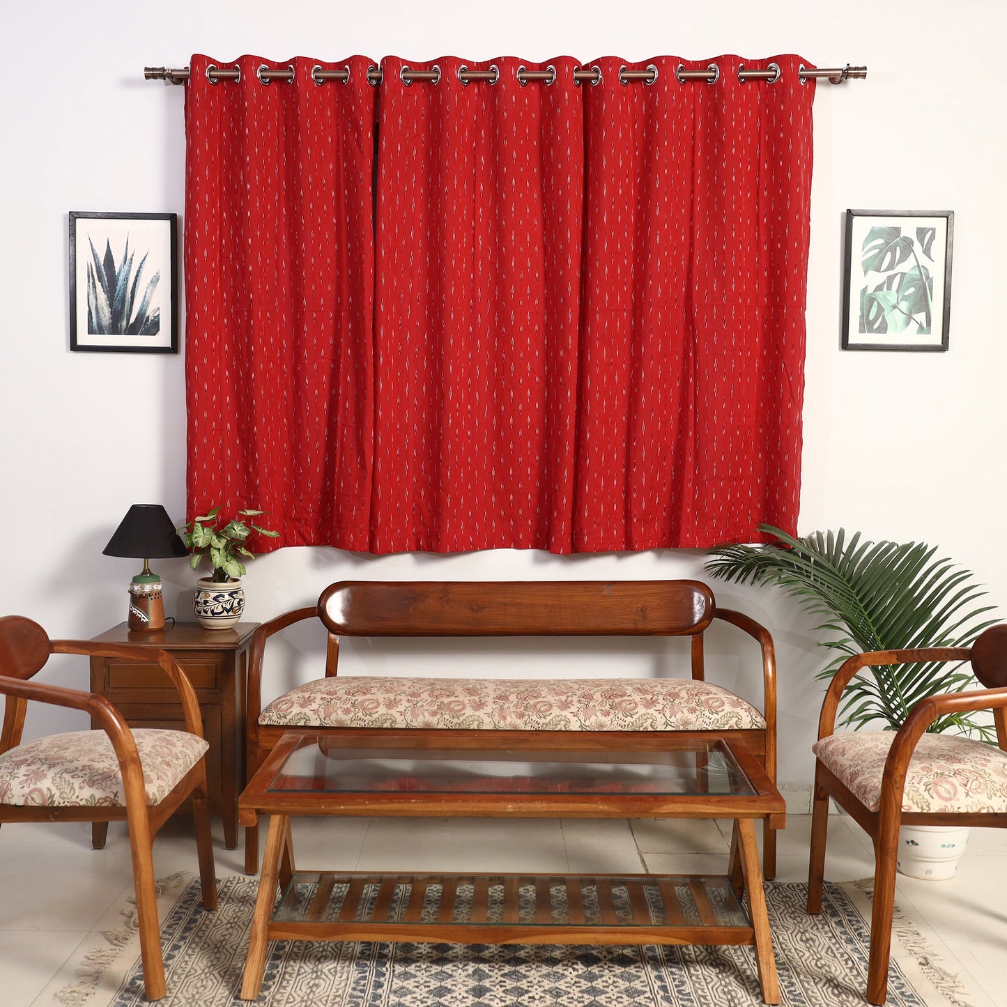 Cotton Window Red Pochampally Ikat Curtain
