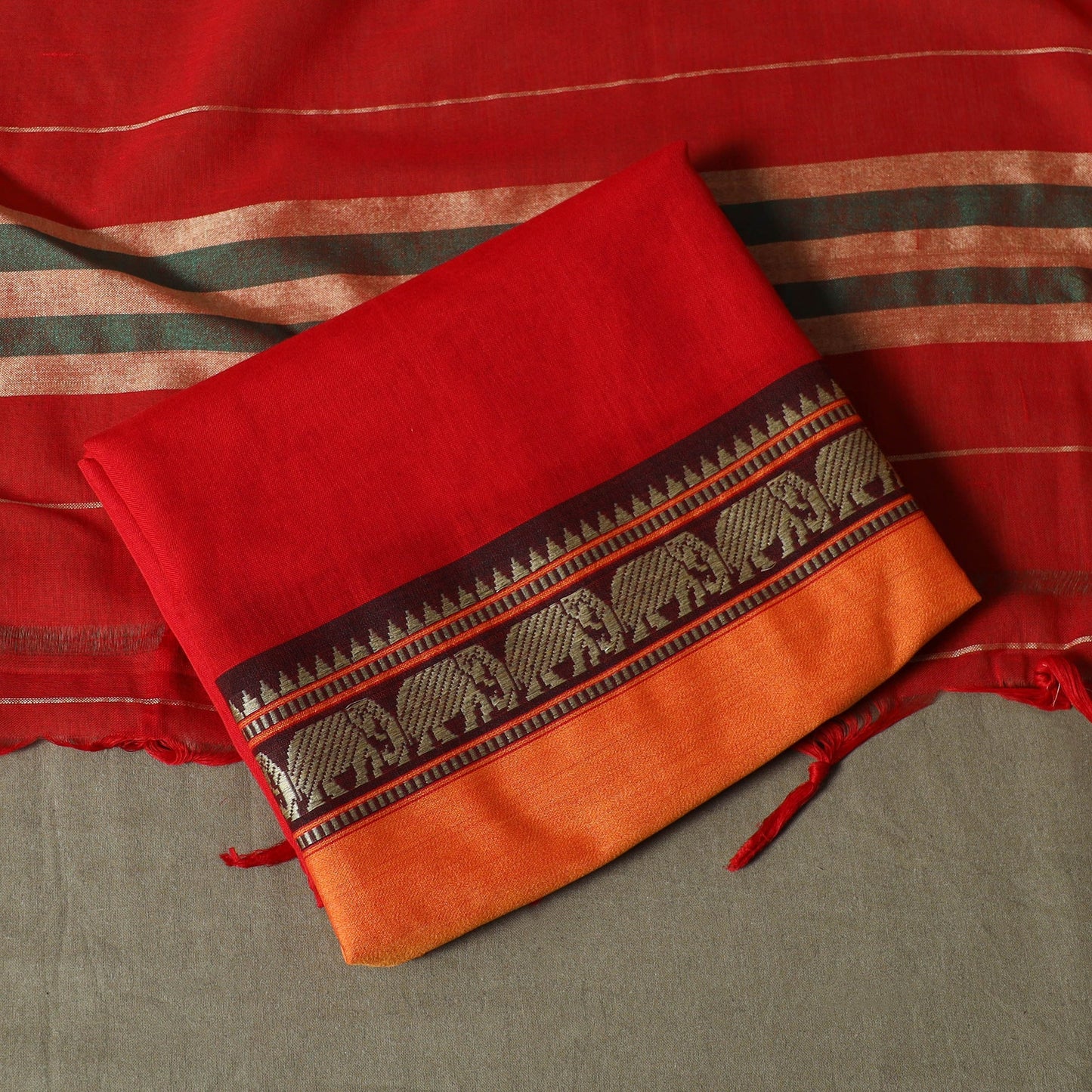 Dharwad cotton 3pc unstitched dress material with border 08