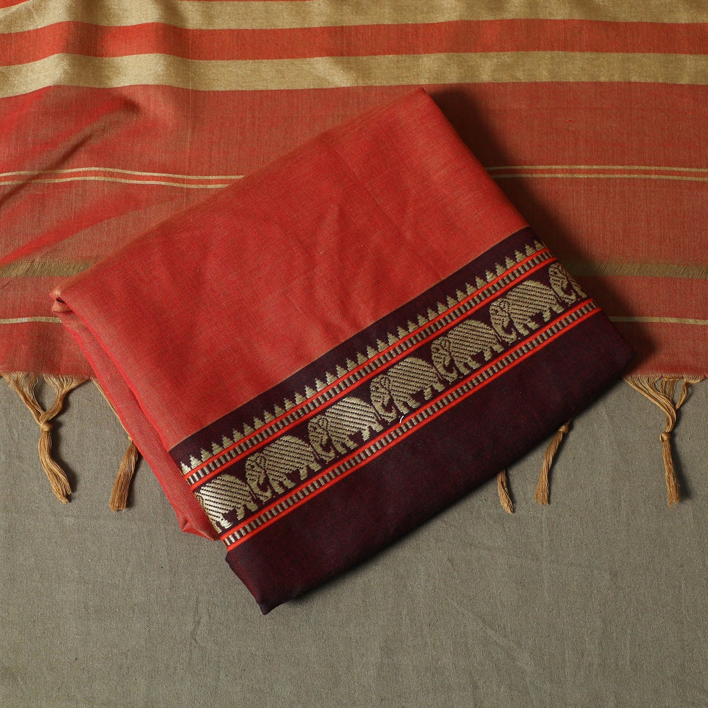 Dharwad cotton 3pc unstitched dress material with border 13