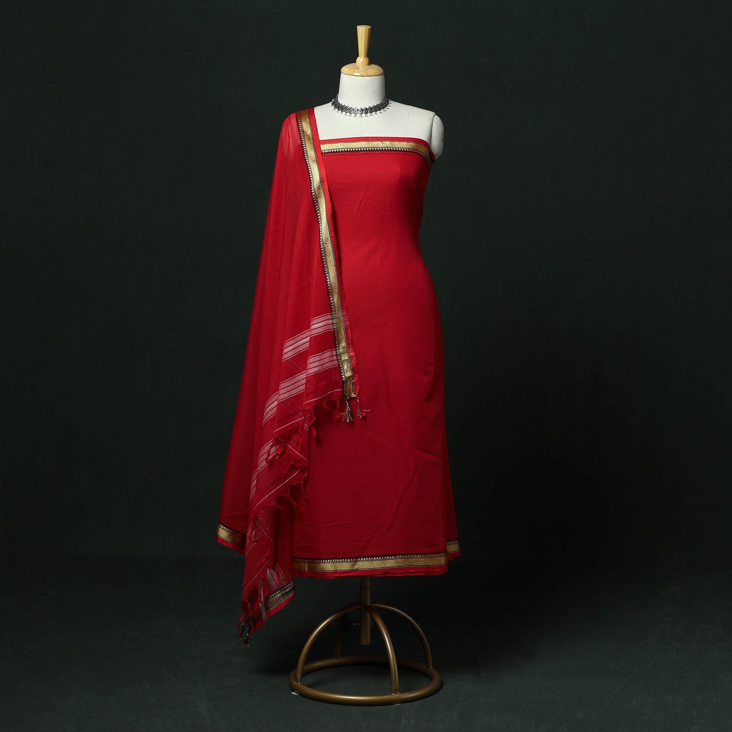 Dharwad cotton 3pc unstitched dress material with thread