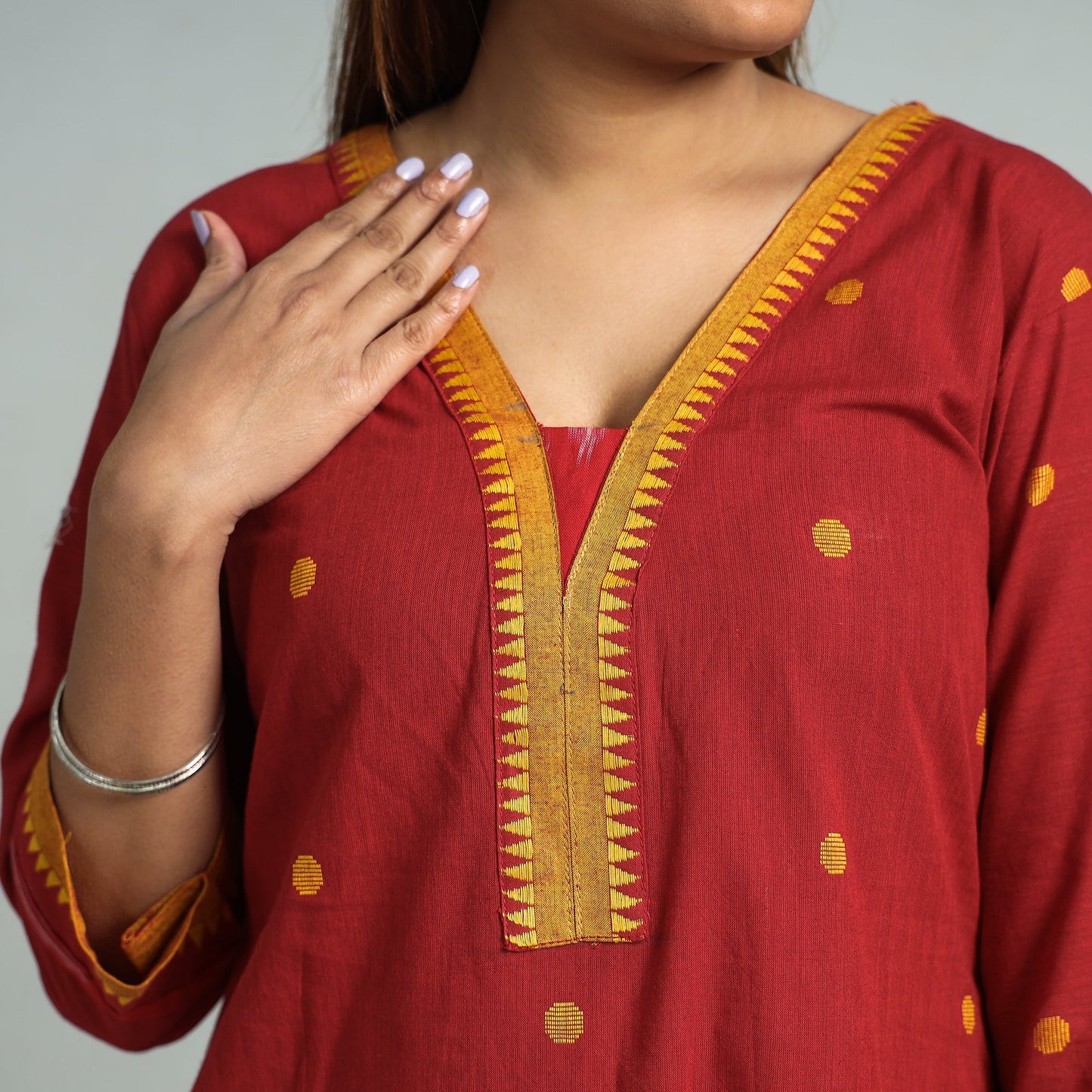 Red - dharwad cotton kurta with palazzo & dupatta set
