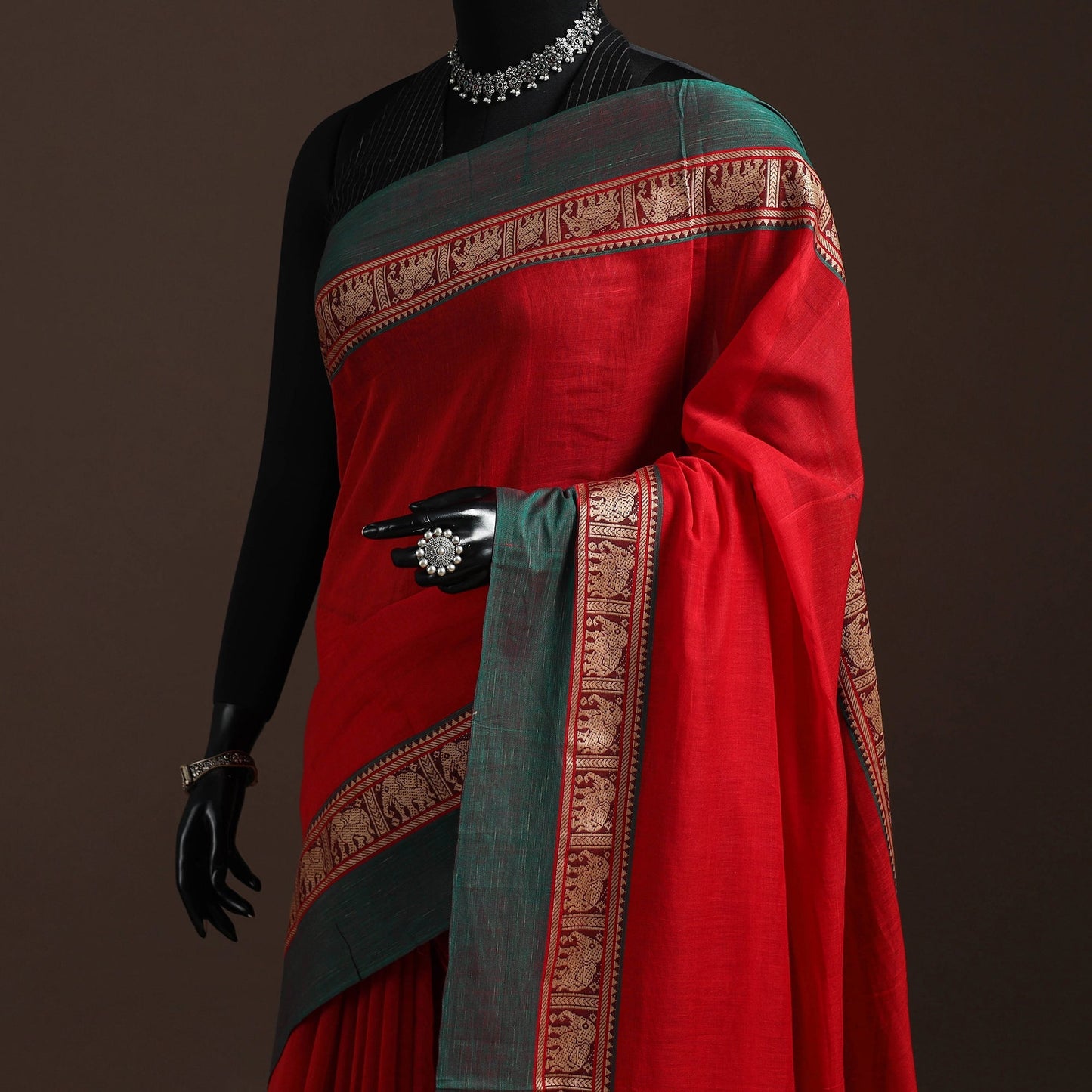 Dharwad cotton saree with border 31 - handcrafted