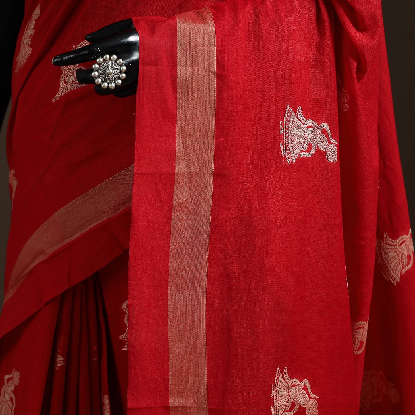 Dharwad cotton saree with thread buta 08 - handcrafted