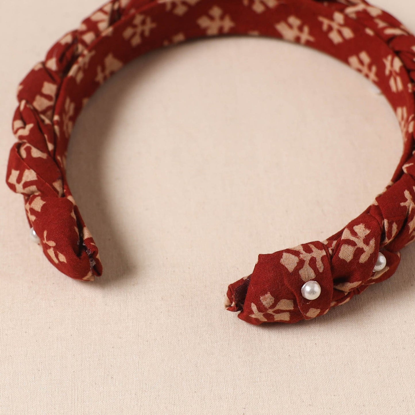 Fabart braided hair band with bead work 40 - handcrafted