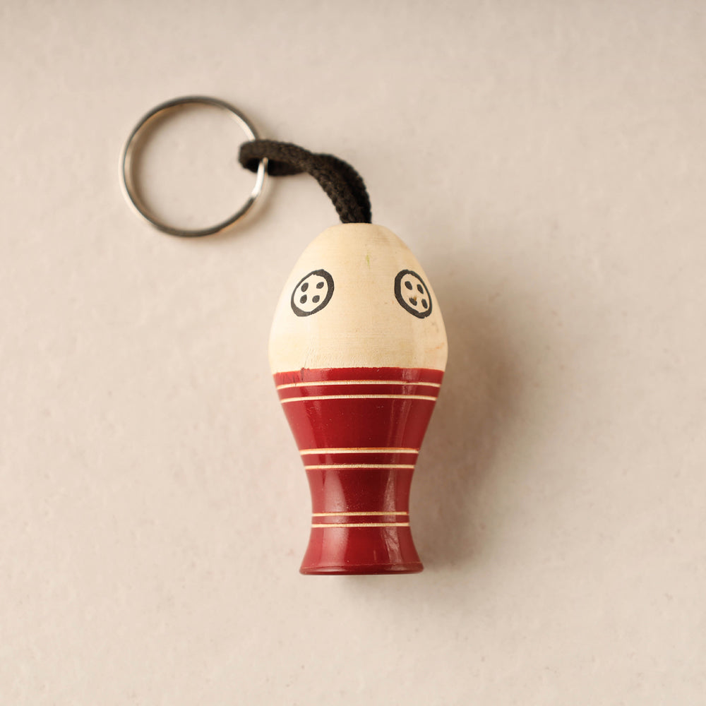 Red Channapatna Handmade Wooden Keychain