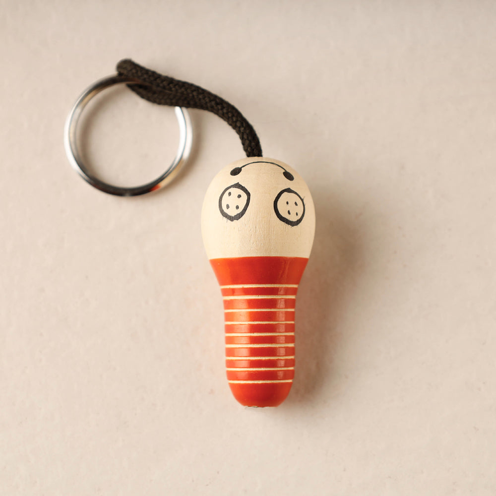 Red Channapatna Handmade Wooden Keychain
