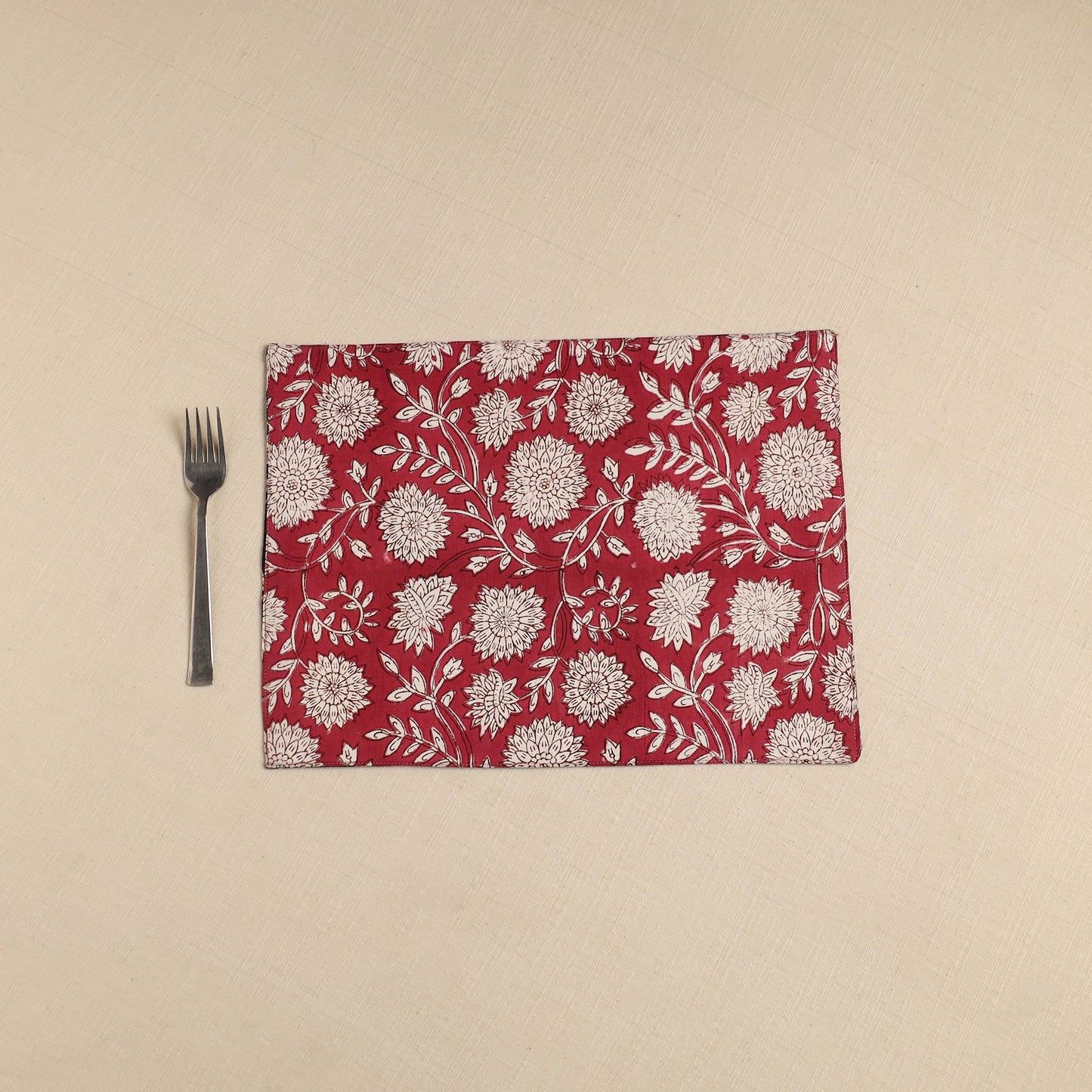 Floral Print Cotton Reversible Table Mat