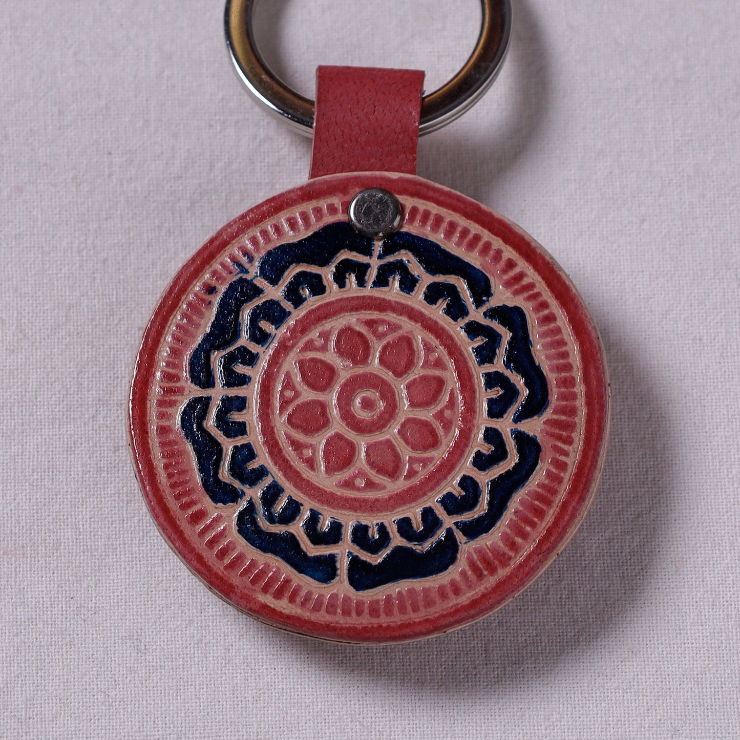 Red Handcrafted Leather Keychain