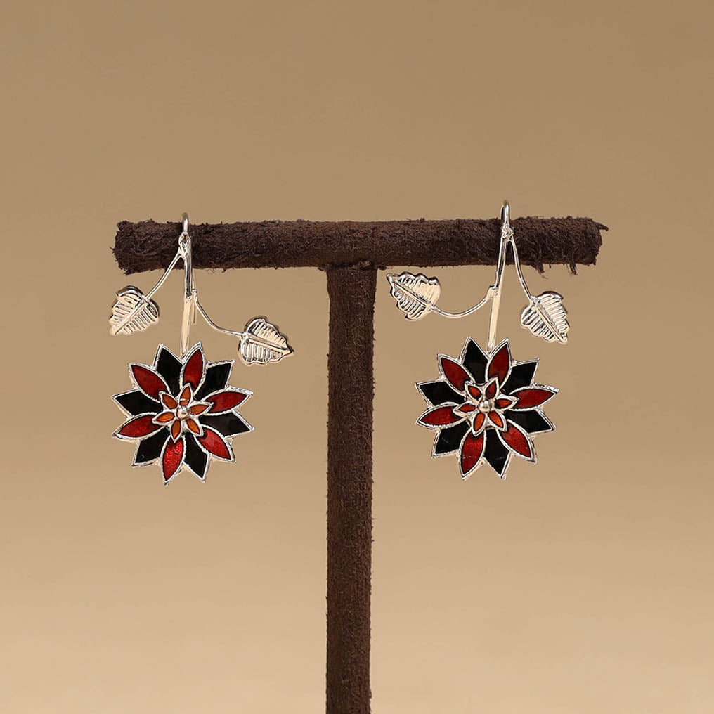 Flower & leaf - handcrafted paka meenakari earrings 65