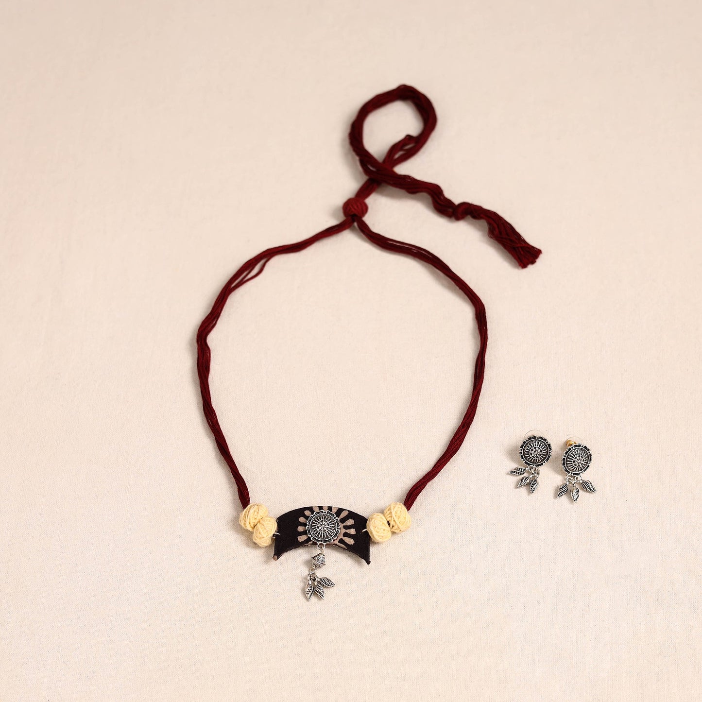 Red German Silver Fabart Necklace Set