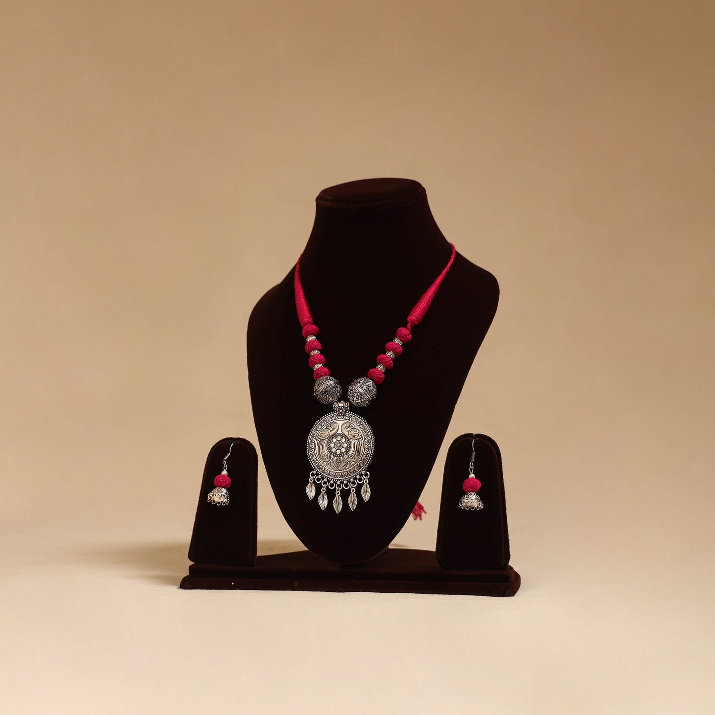German silver thread beads necklace set 29 - handcrafted