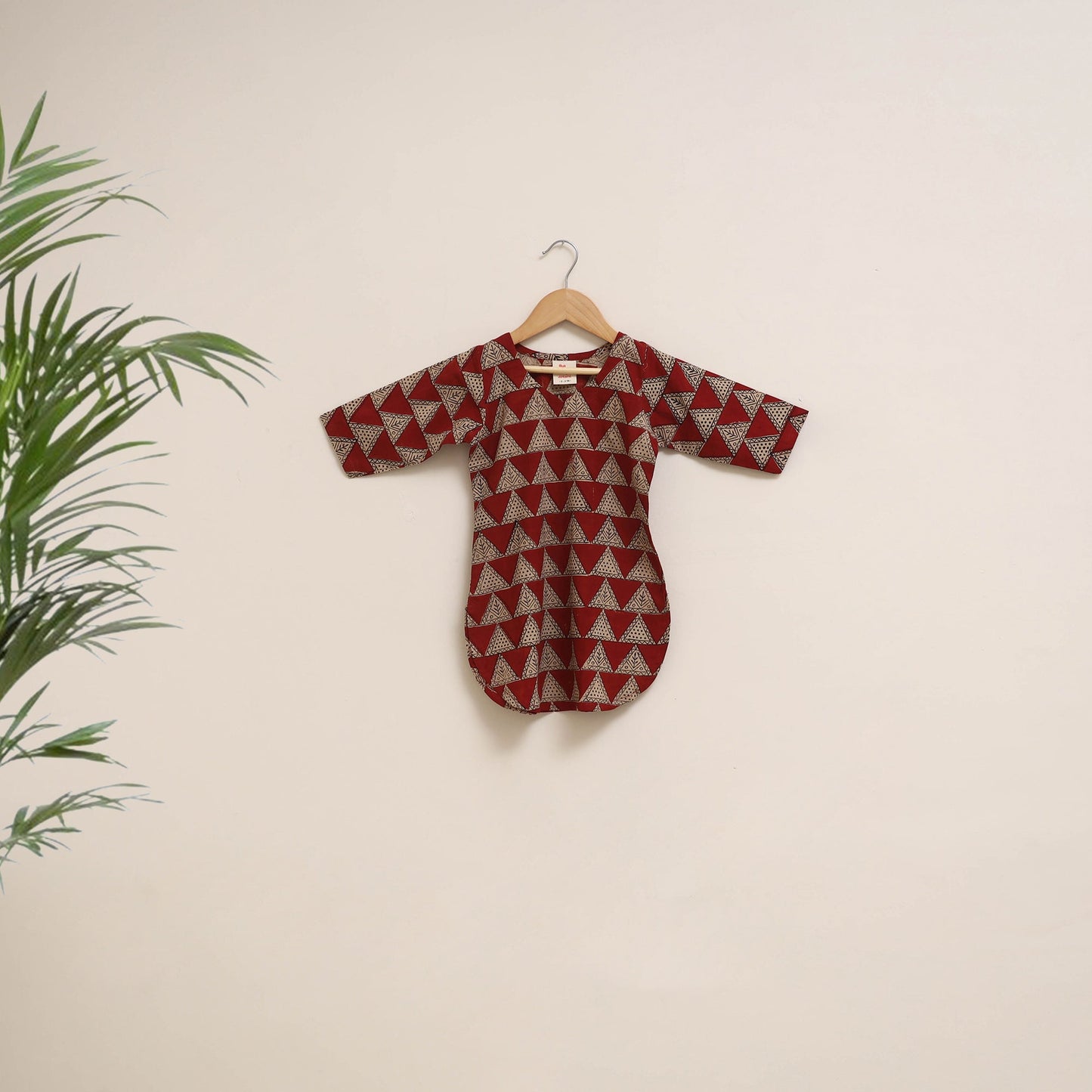 Red - girls bagru pure cotton kurta set (2-6 years) 10