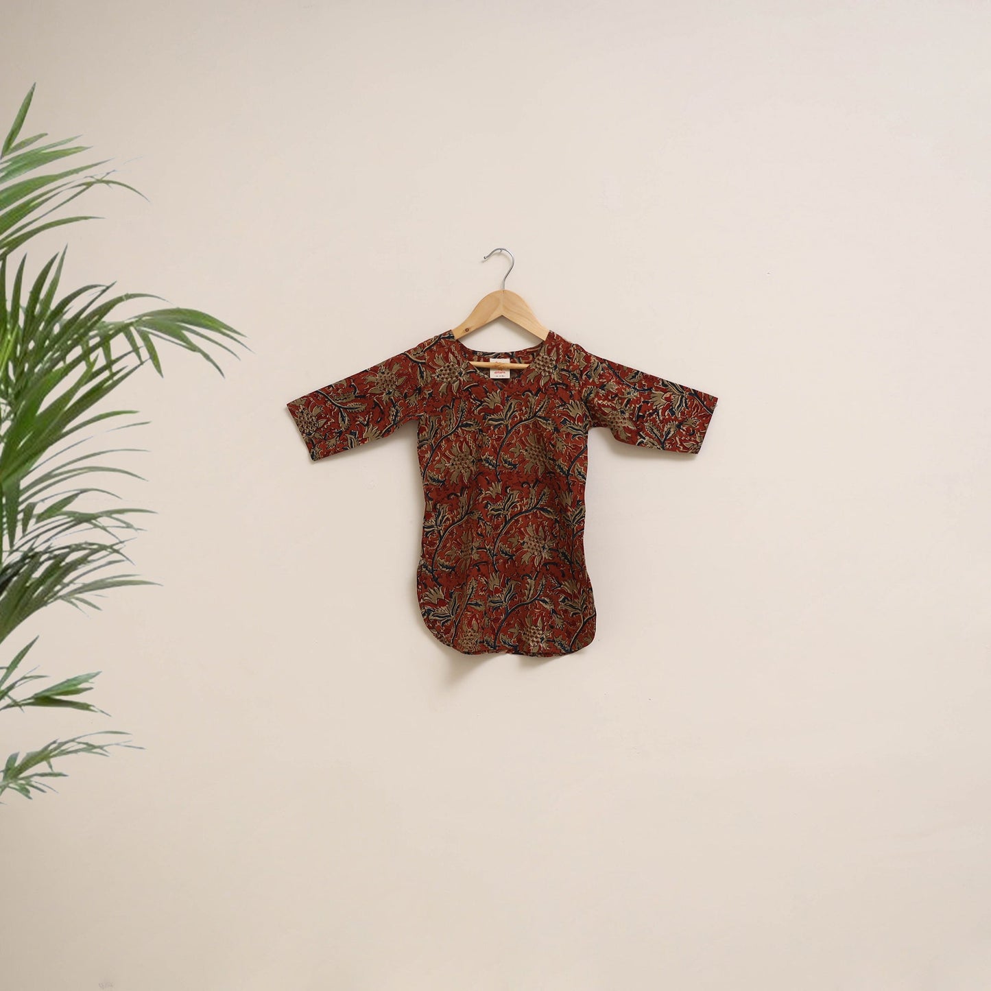 Red - girls kalamkari pure cotton kurta set (2-6 years) 05