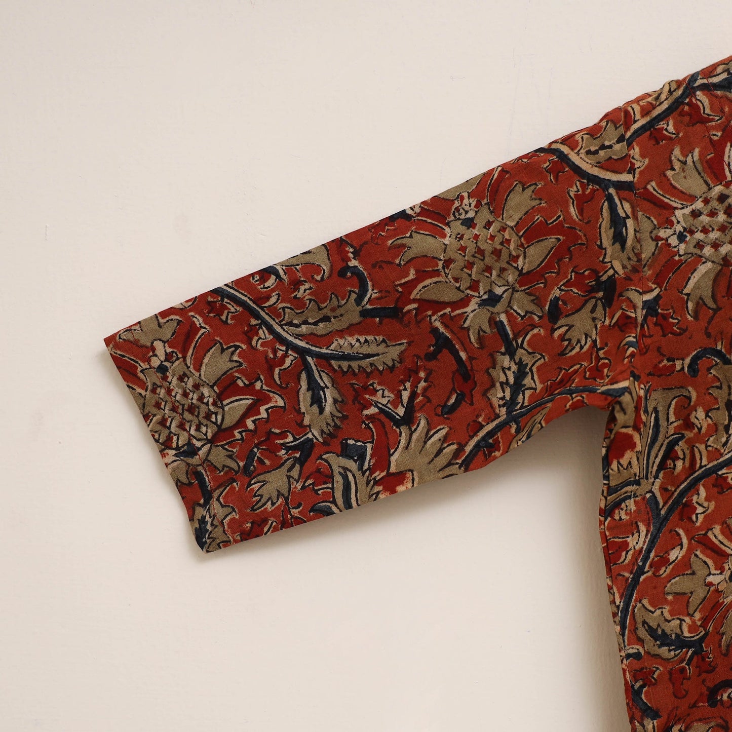 Red - girls kalamkari pure cotton kurta set (2-6 years) 05