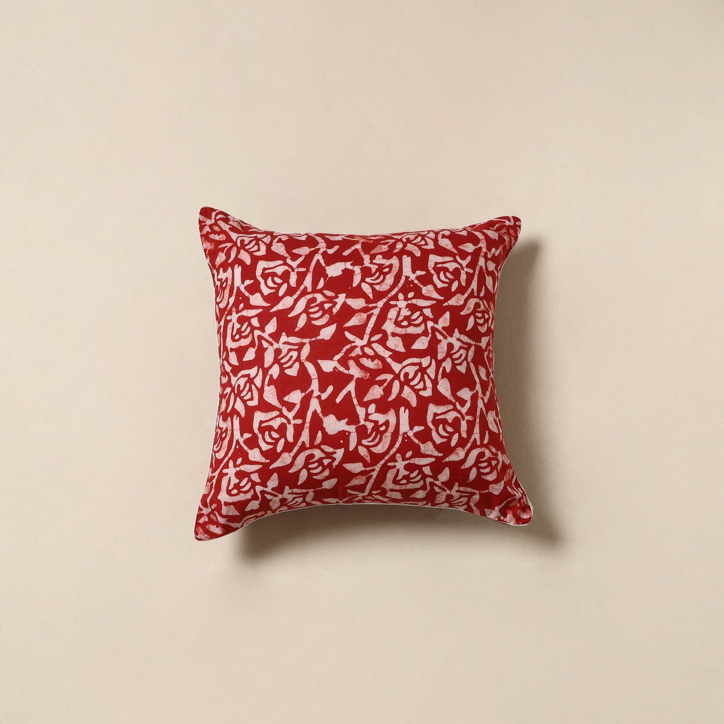 Red - hand batik cotton cushion cover 14 - handcrafted