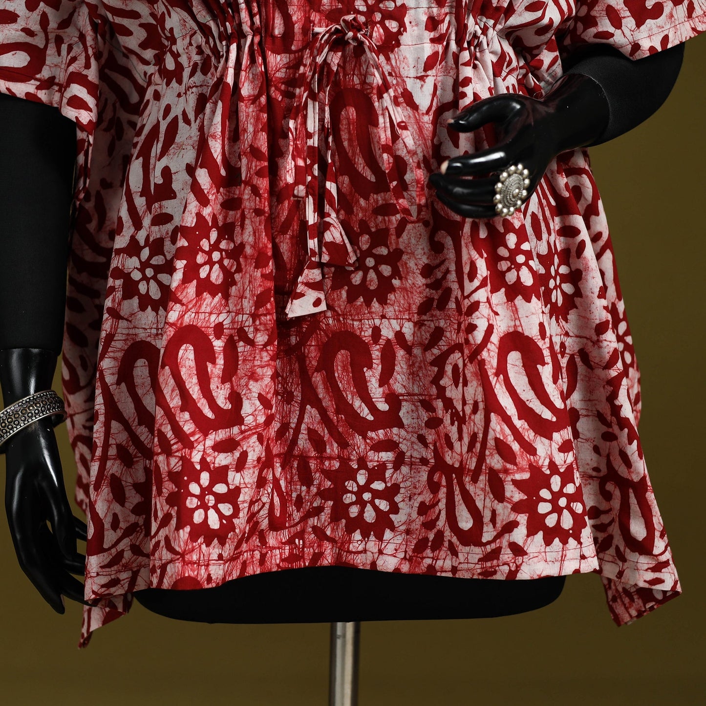 Hand batik cotton short kaftan 15 - handcrafted