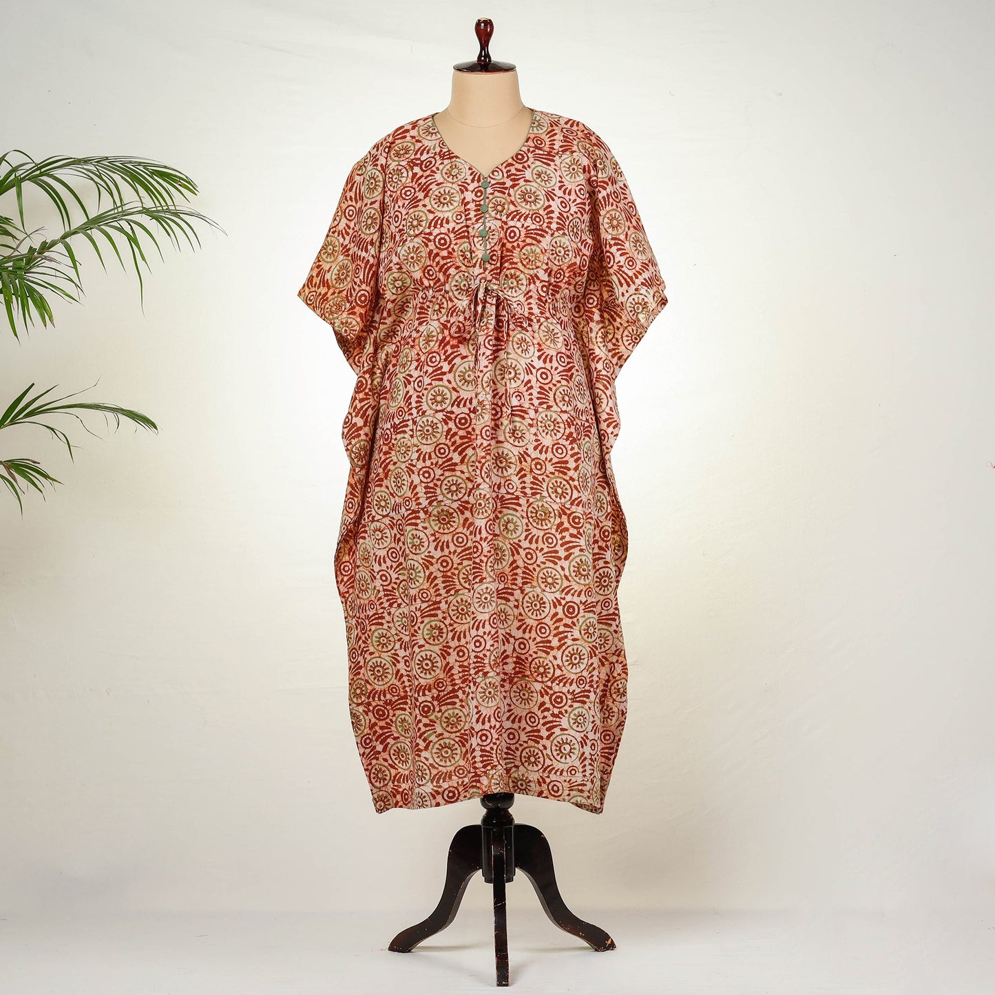 Hand Batik Printed Cotton Kaftan with Tie-Up Waist Online at iTokri.com