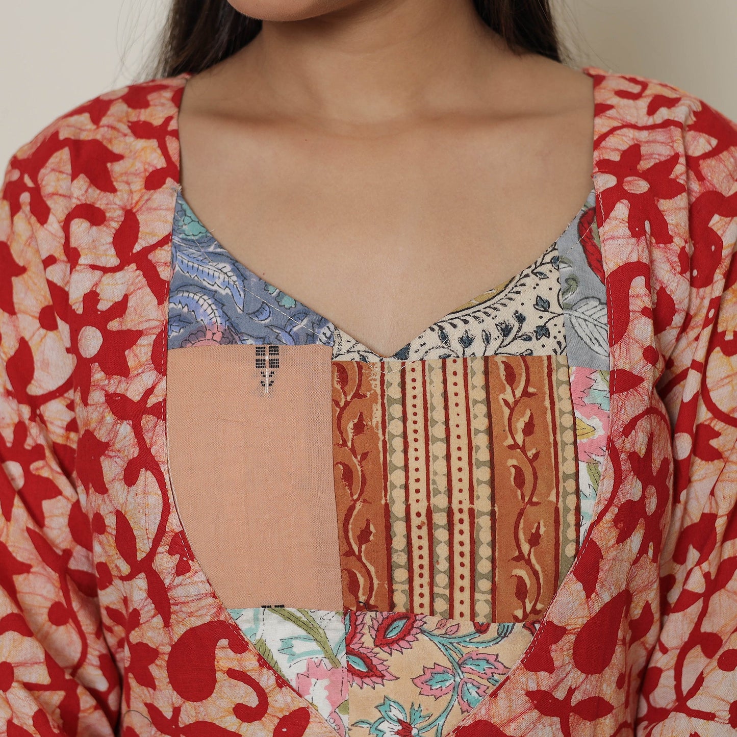 Hand Batik Printed Cotton Kurta with Palazzo & Dupatta Set 01 Online at iTokri.com