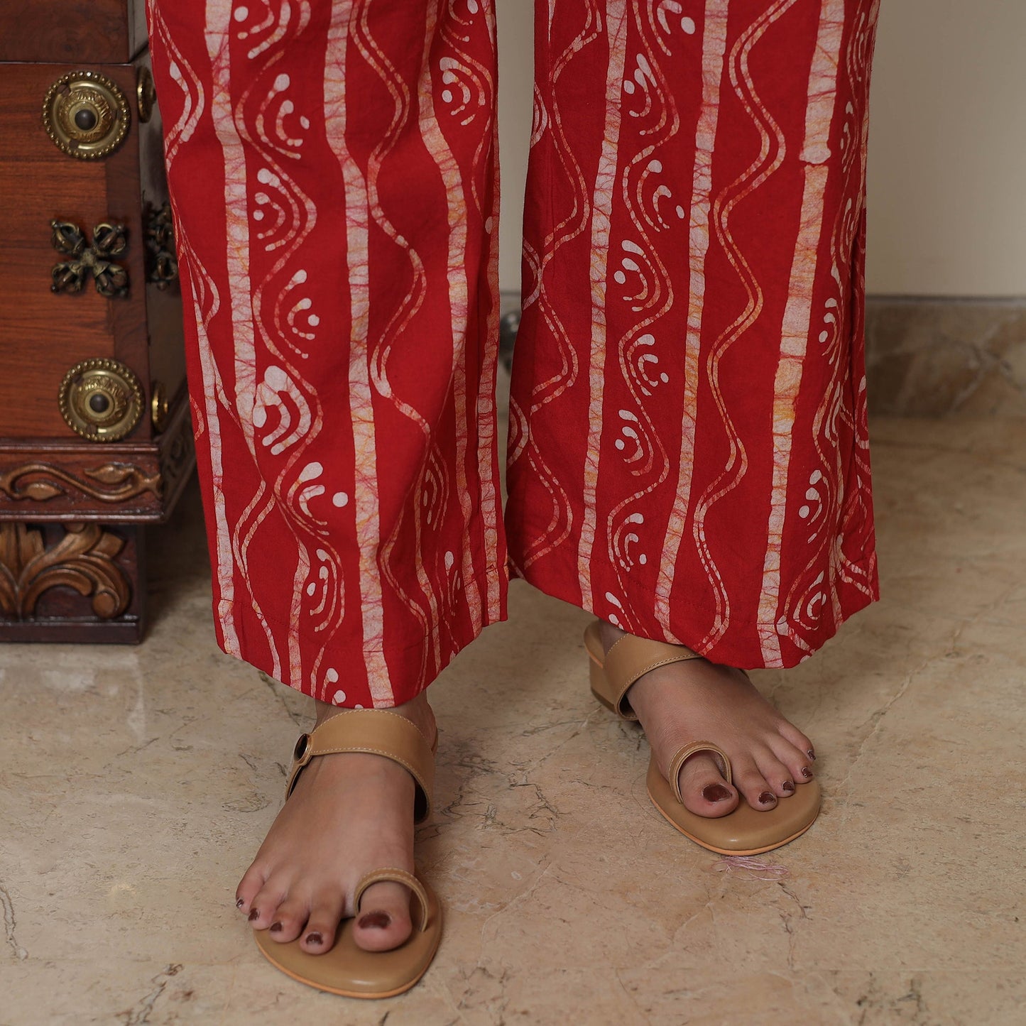 Hand Batik Printed Cotton Kurta with Palazzo & Dupatta Set 01 Online at iTokri.com