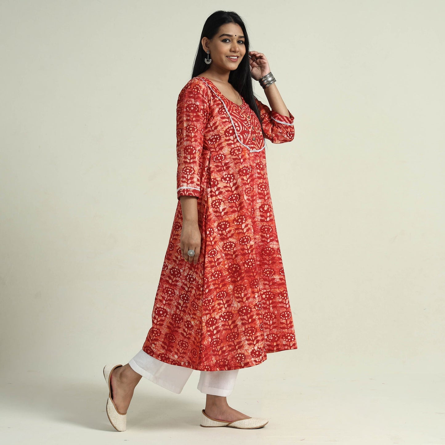 Hand Batik Printed Cotton Kurta with Palazzo Set