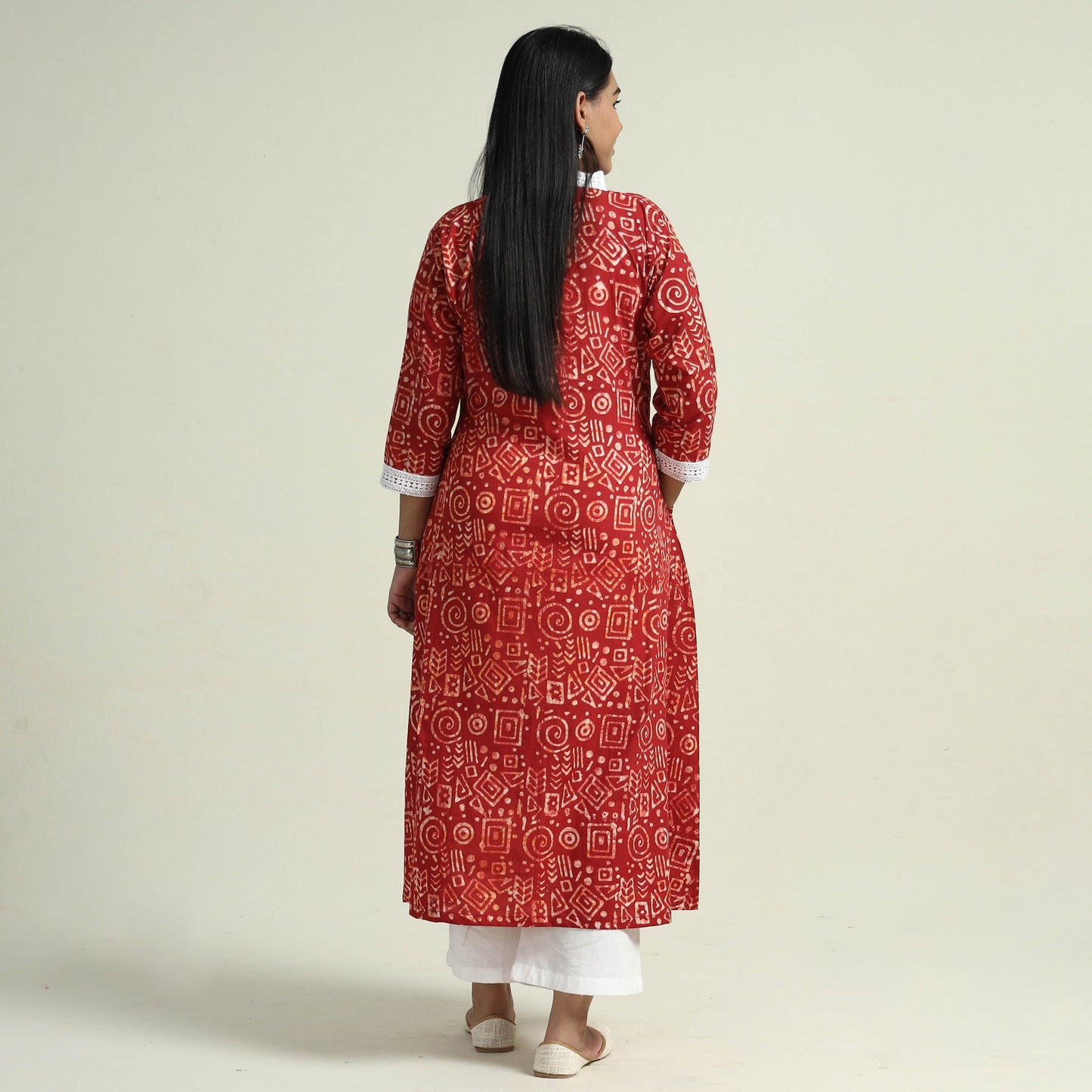 Hand Batik Printed Cotton Kurta with Palazzo Set