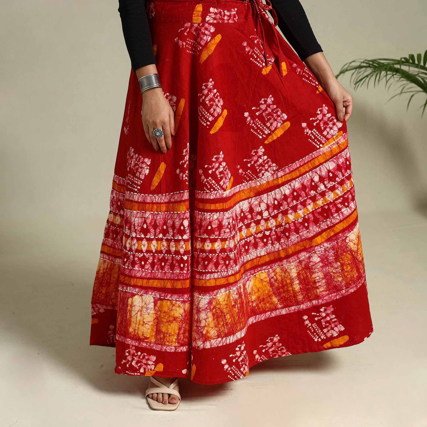 Buy Hand Batik Print Running Stitch Cotton Long Skirt