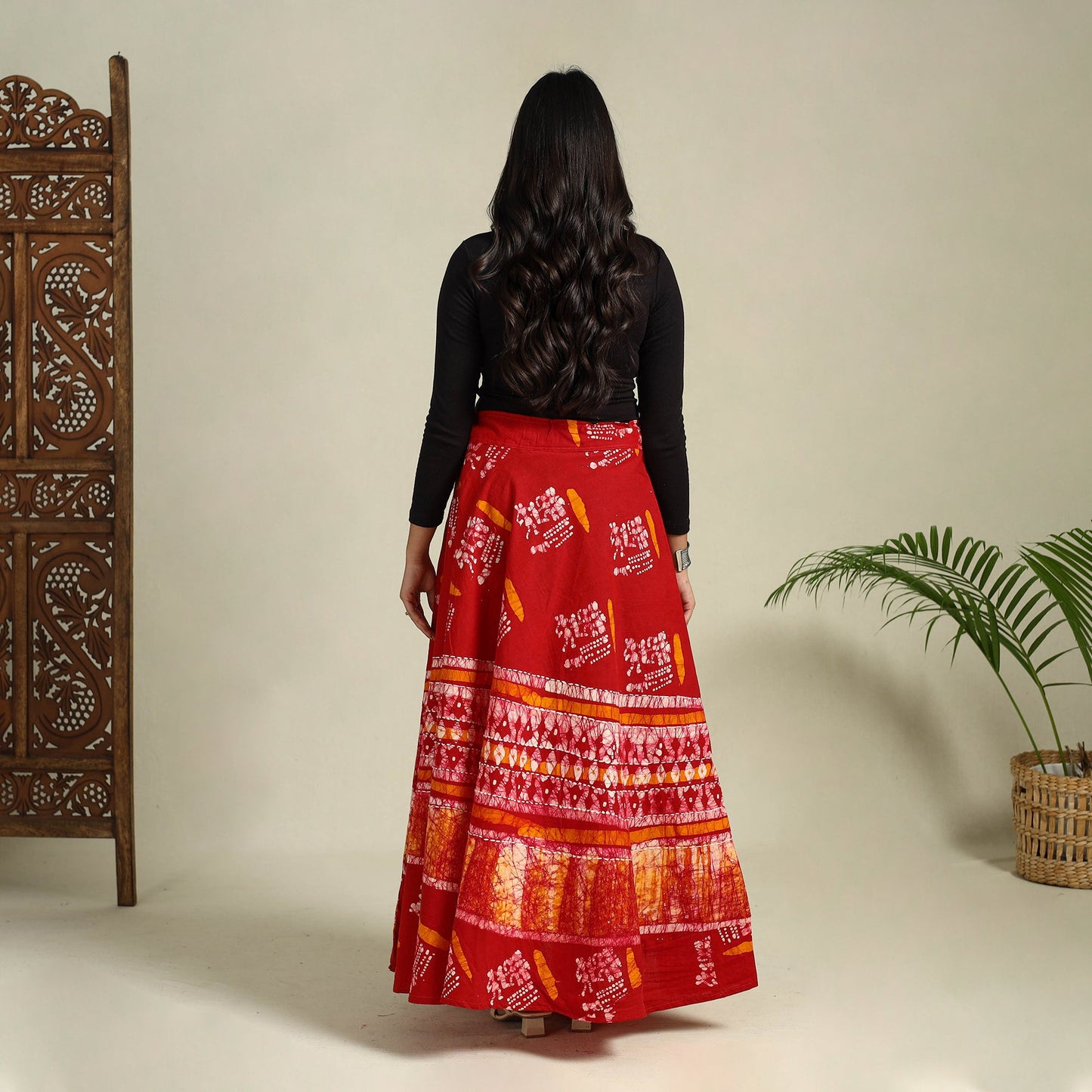 Buy Hand Batik Print Running Stitch Cotton Long Skirt