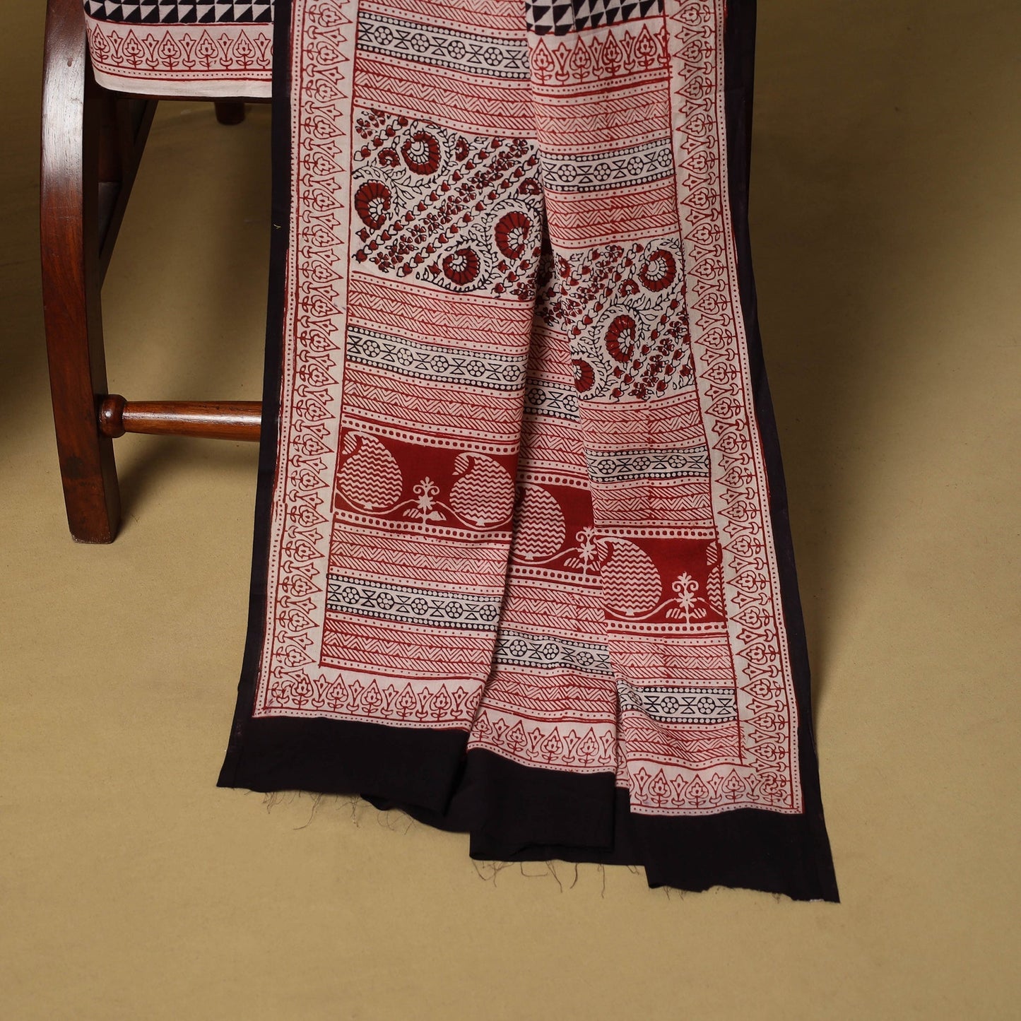 Hand bagh natural dyed cotton 3pc unstitched dress material