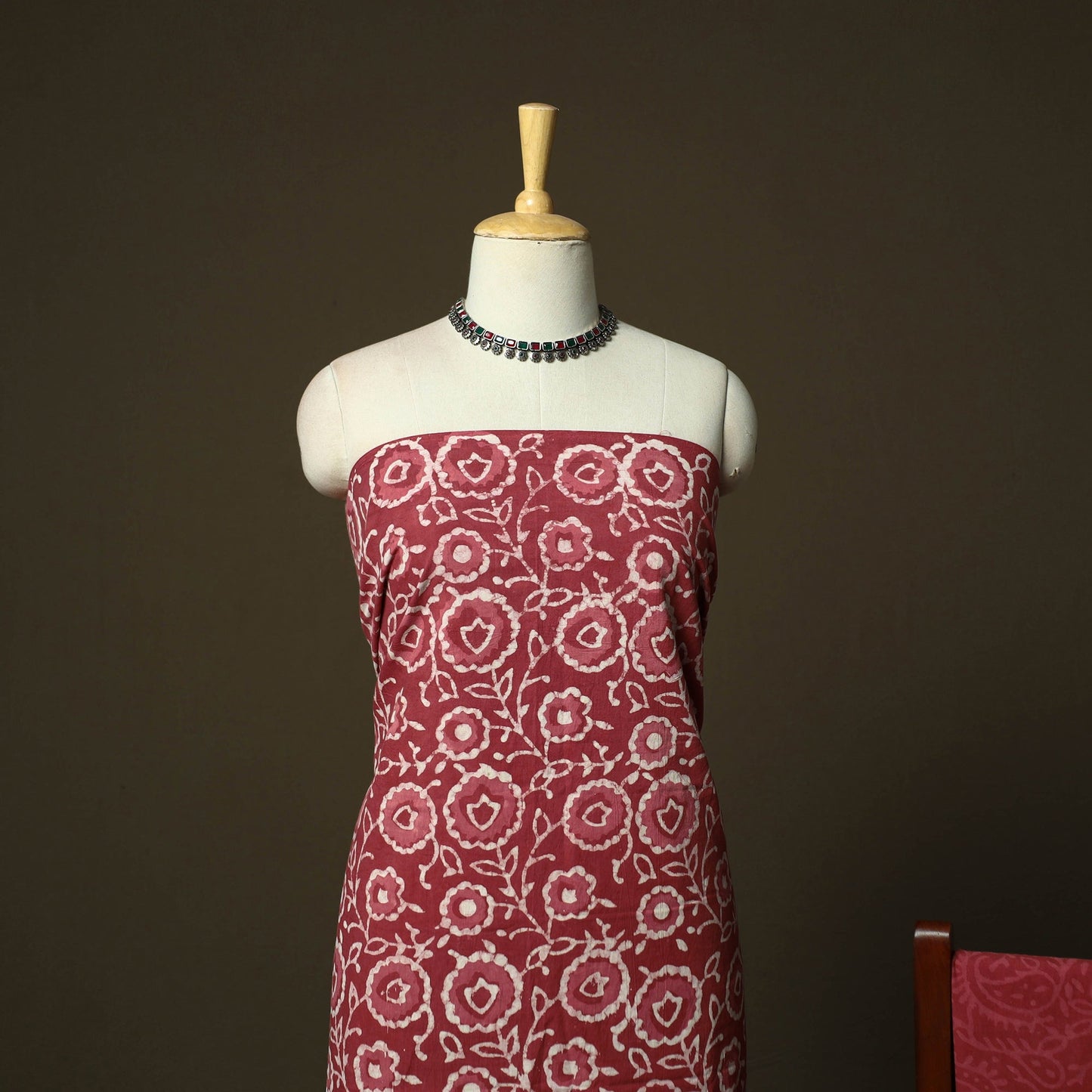 Hand block batik print cotton 3pc unstitched dress material