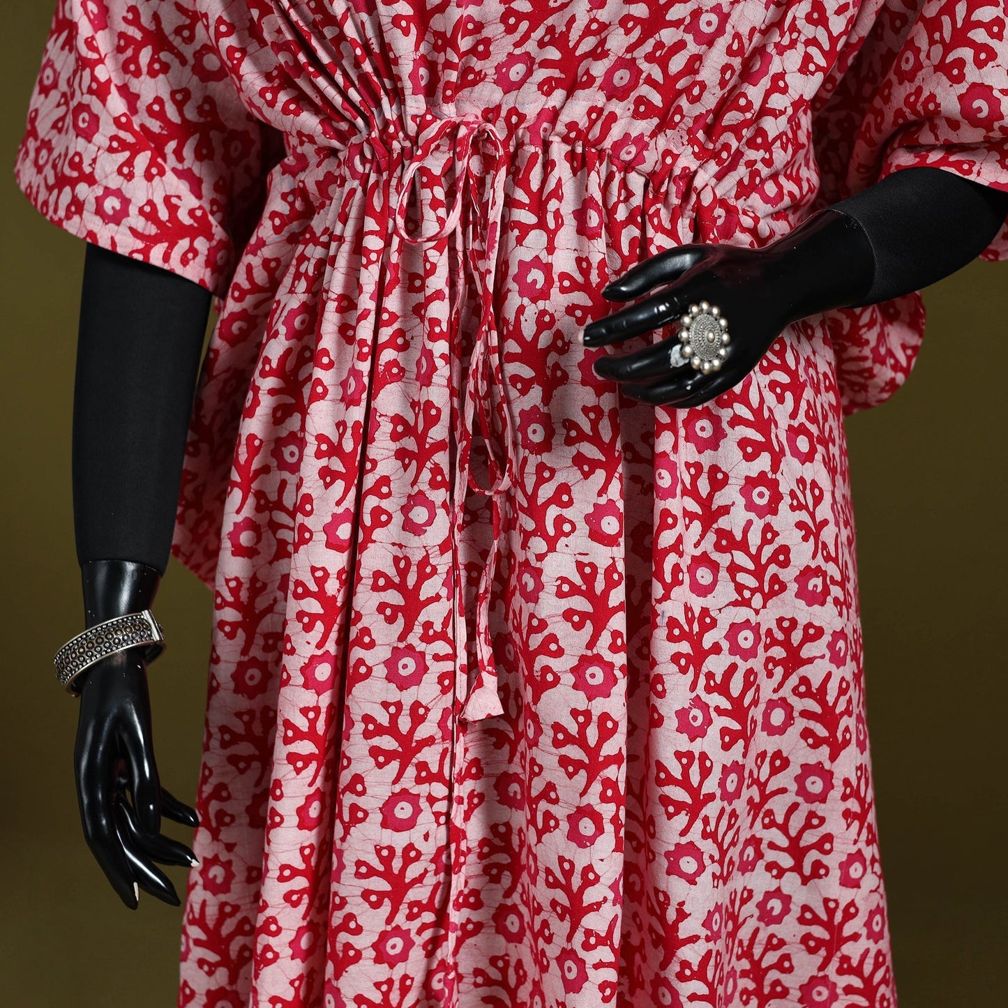Hand batik cotton long kaftan 04 - handcrafted