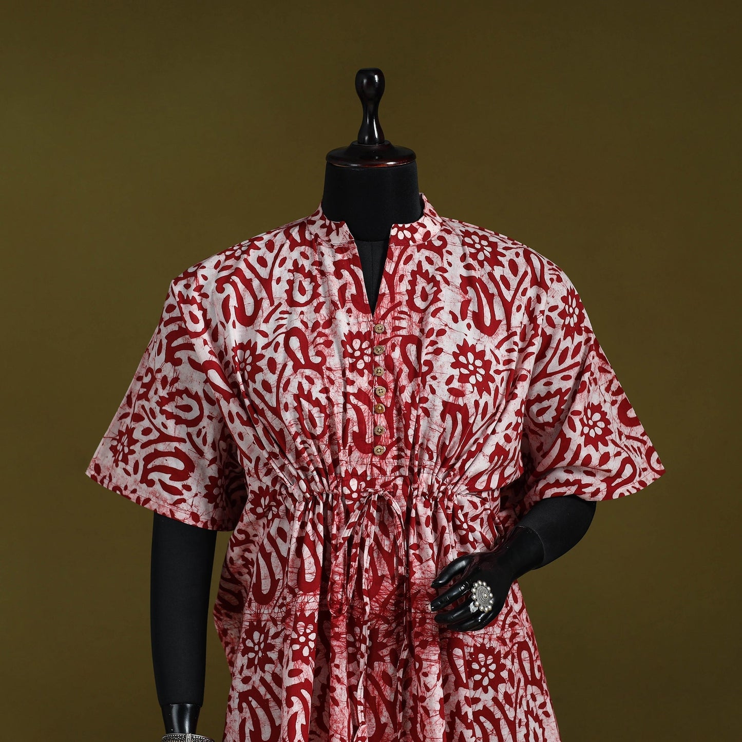 Hand batik cotton medium kaftan 58 - handcrafted