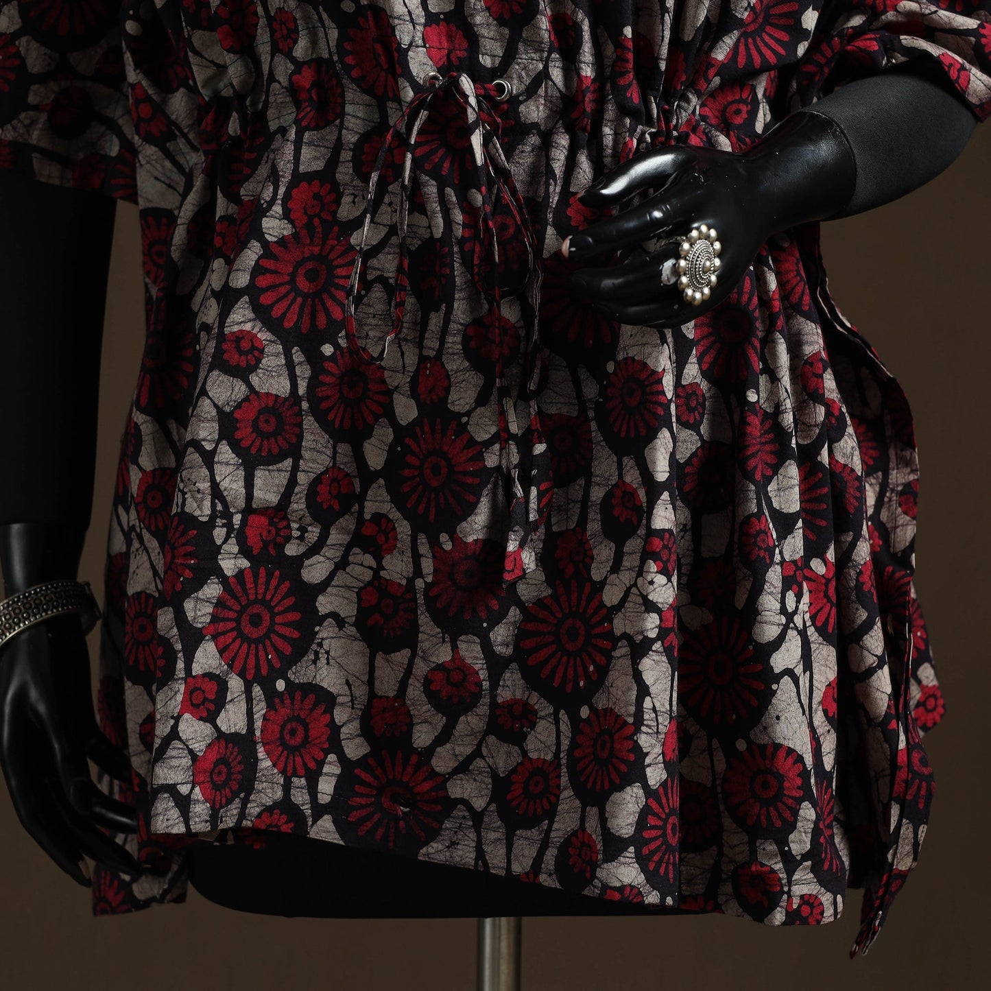 Hand block batik print gota work cotton kaftan (short) 40