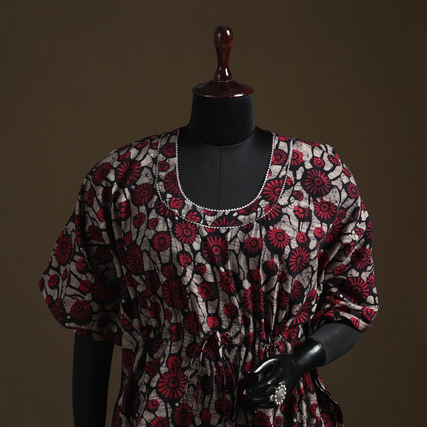 Hand block batik print gota work cotton kaftan (short) 40
