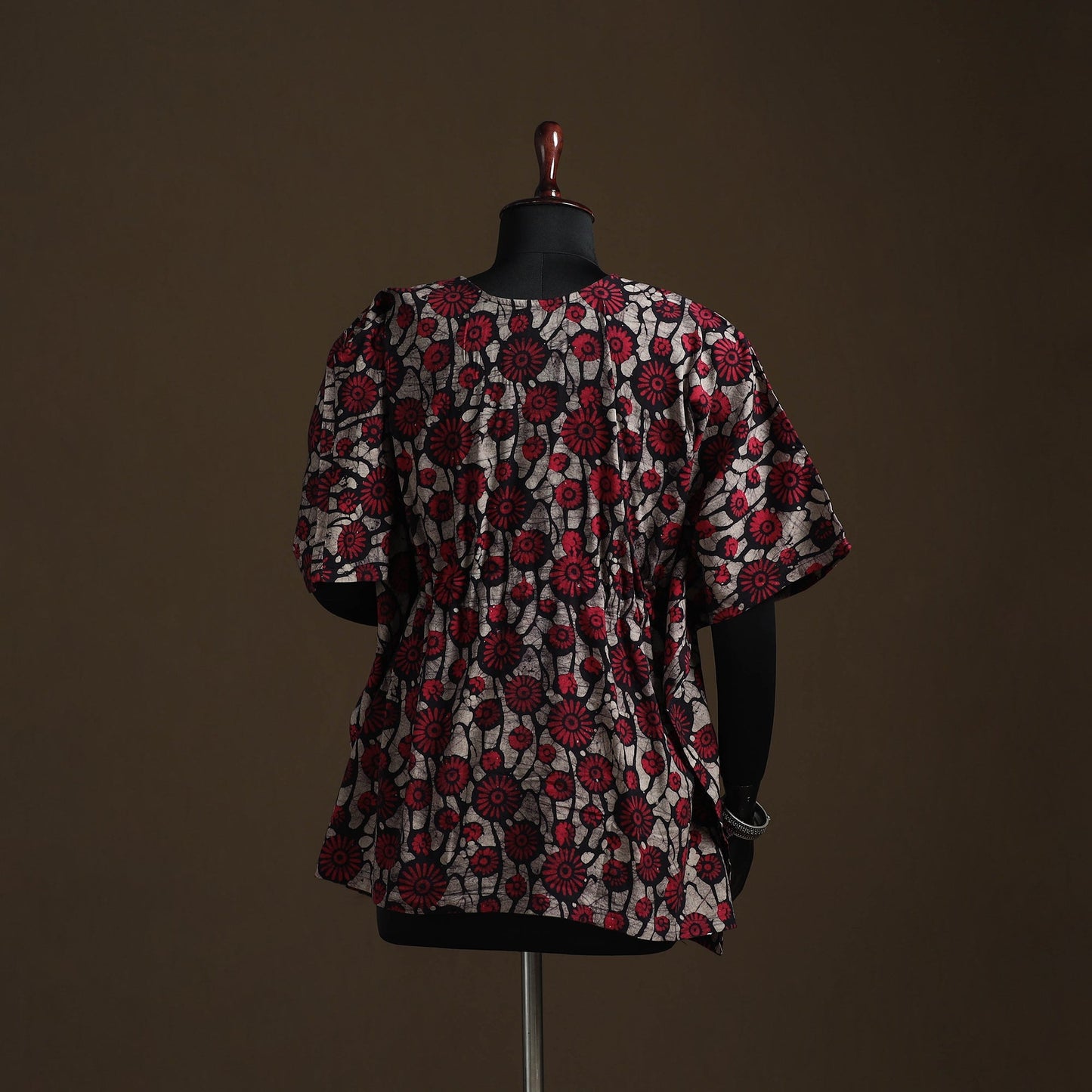 Hand block batik print gota work cotton kaftan (short) 40