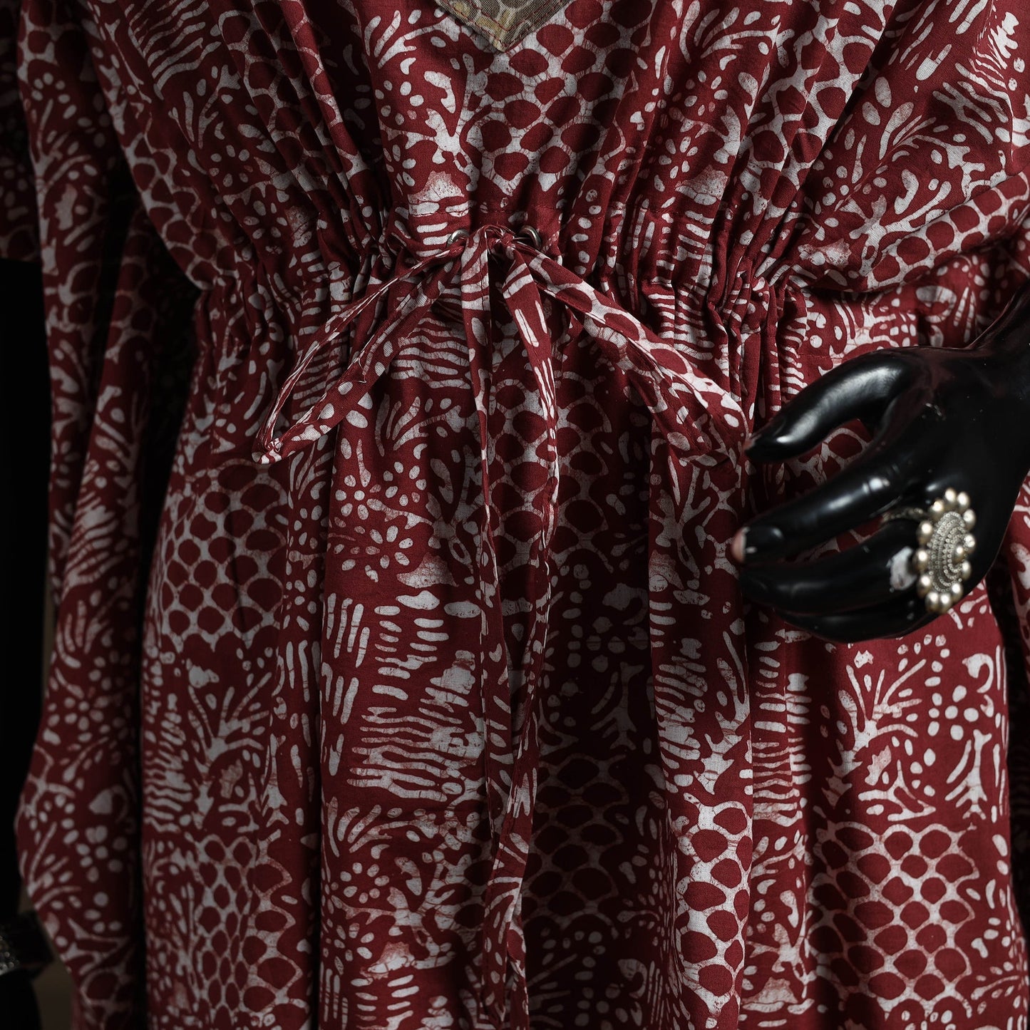 Hand block batik print patchwork cotton kaftan (short) 39