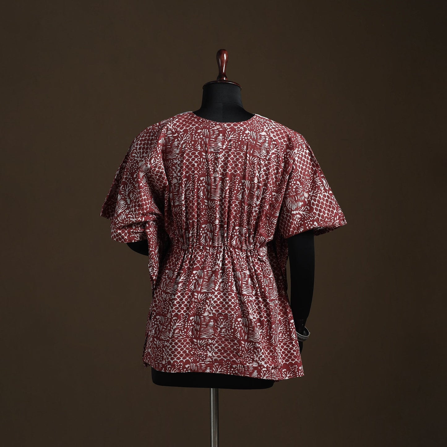 Hand block batik print patchwork cotton kaftan (short) 39