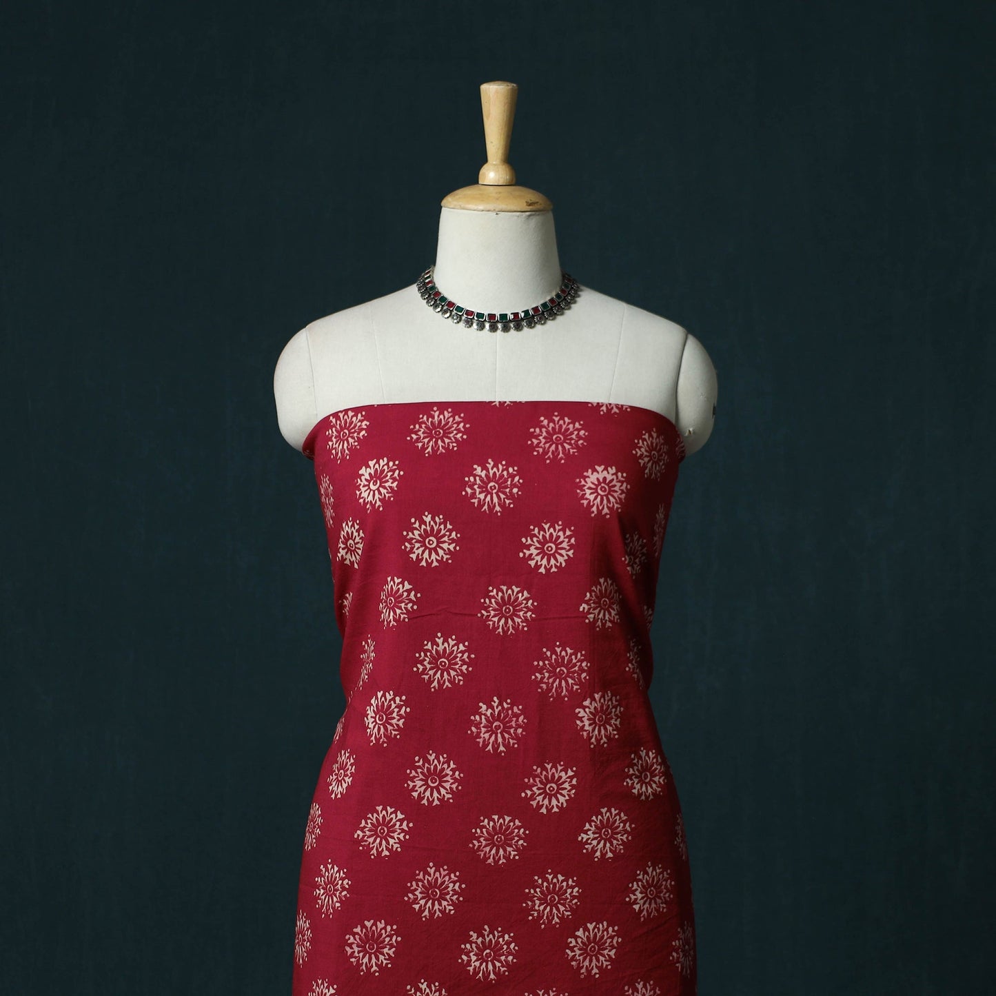 Hand block jaipur print cotton 3pc unstitched dress