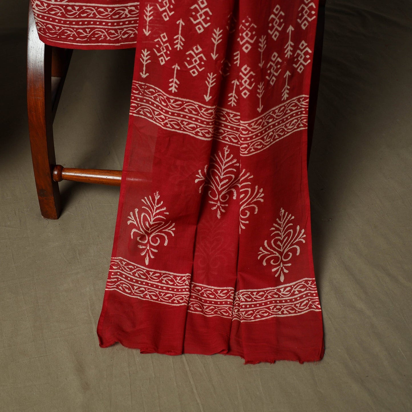 Hand block jaipur print cotton 3pc unstitched dress