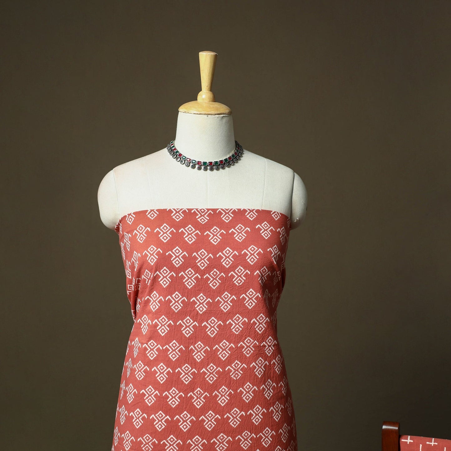 Hand block jaipur print cotton 3pc unstitched dress