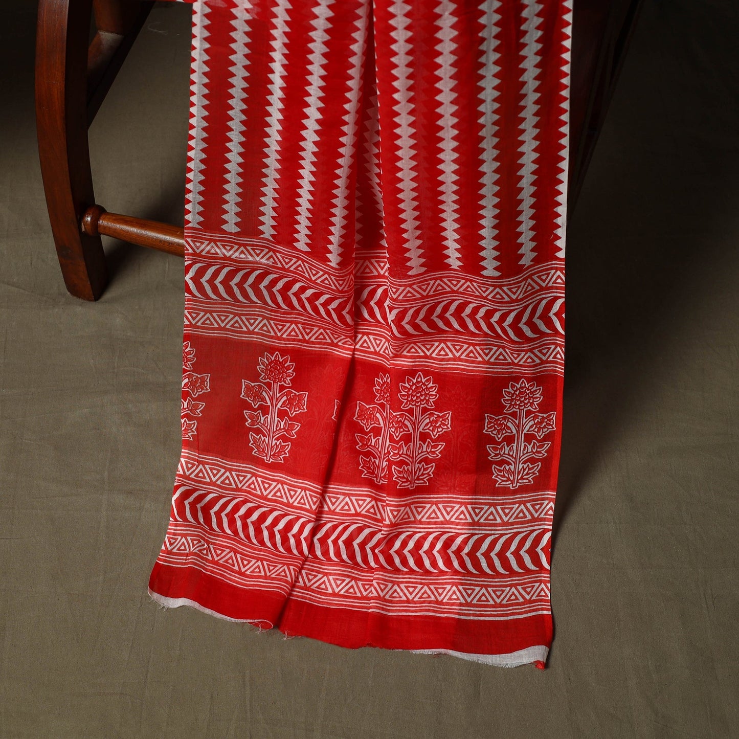 Hand block print cotton sanganeri 3pc unstitched dress