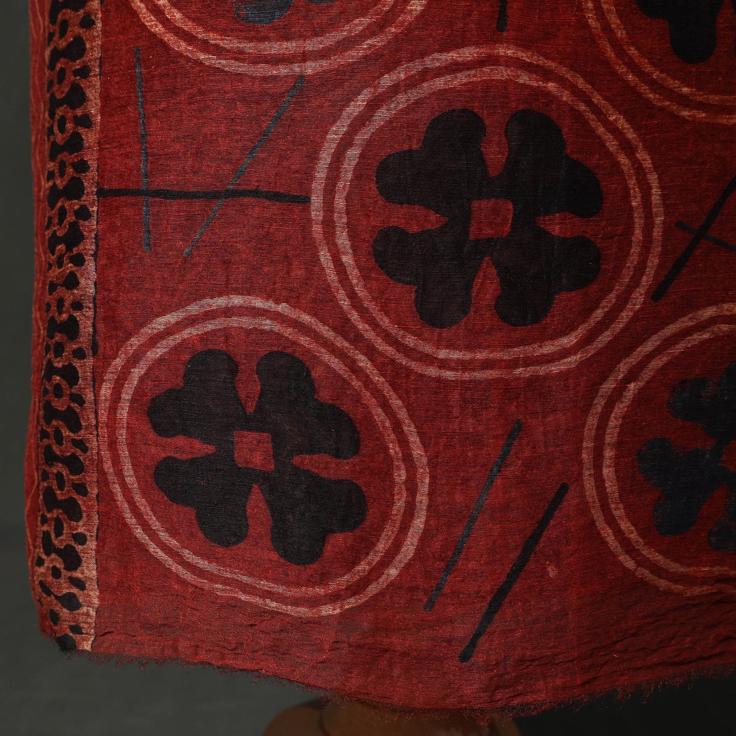 Hand block print linen silk natural dyed ajrakh 2pc