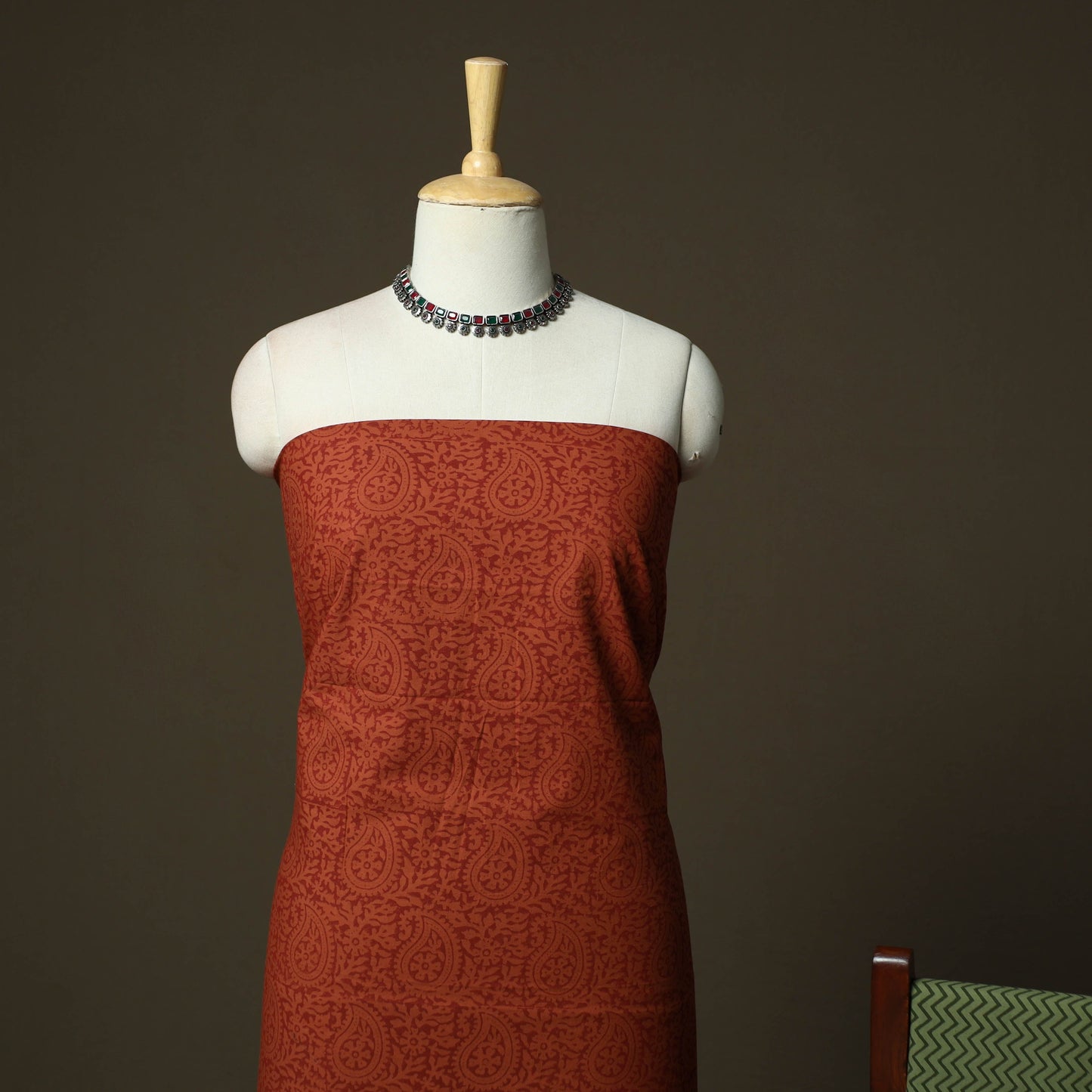 Hand block print mangalagiri cotton 3pc unstitched dress