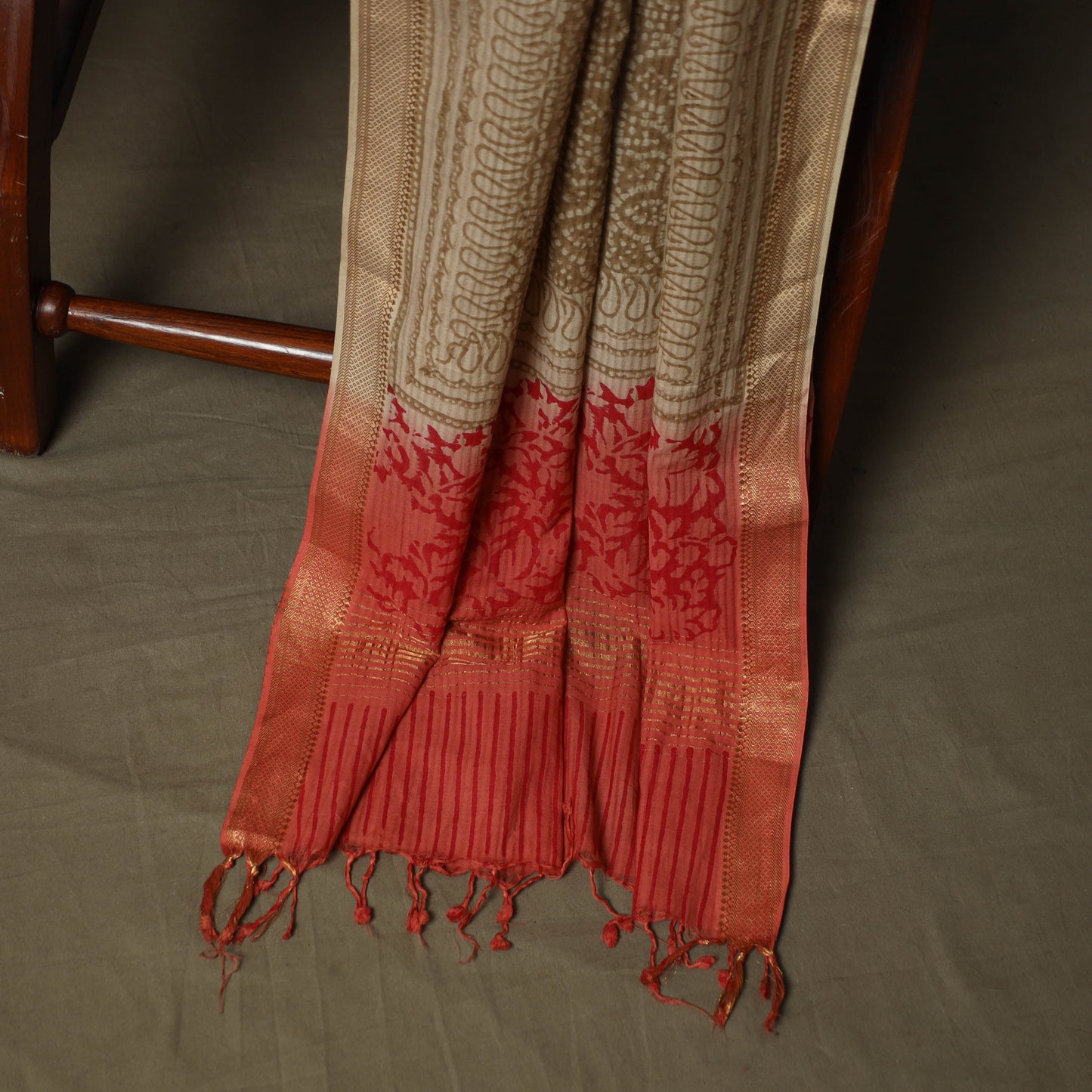 Hand block print mangalagiri cotton 3pc unstitched dress