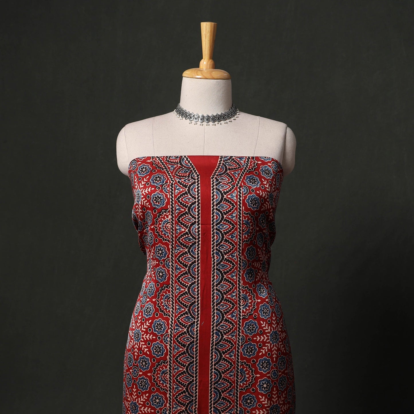 Hand block print modal silk natural dyed ajrakh 2pc